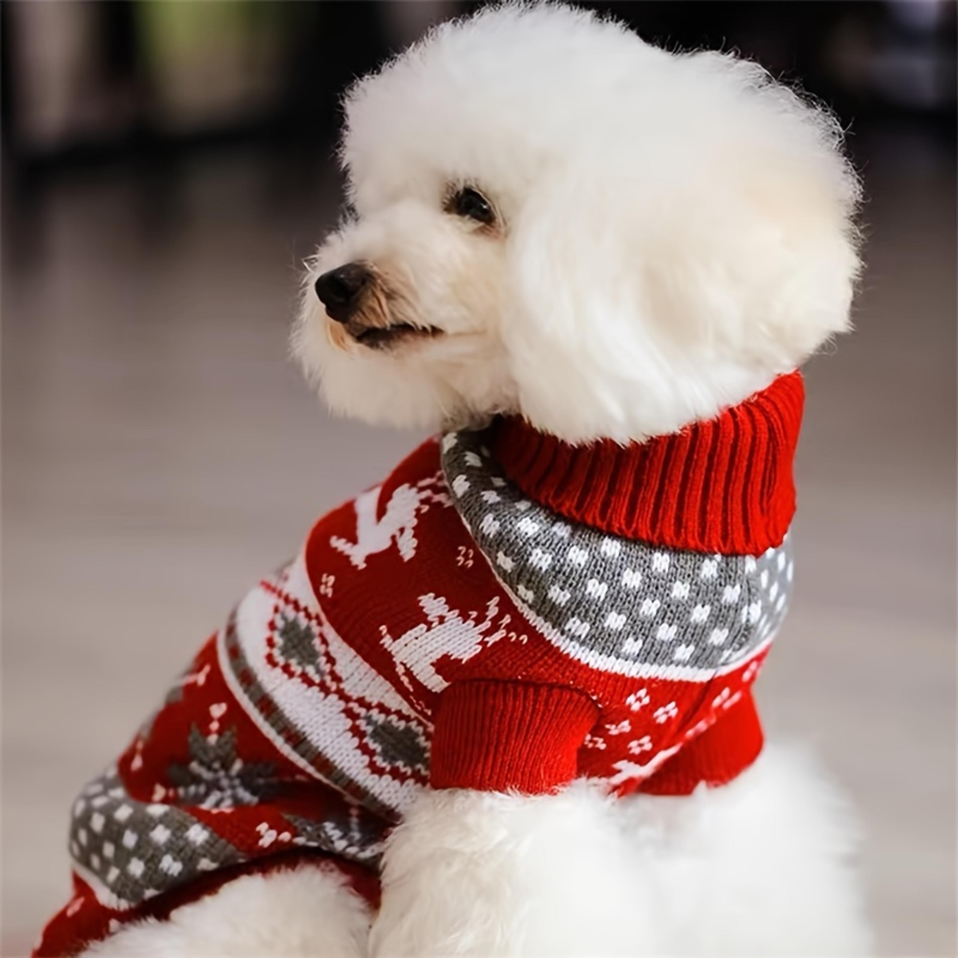 new knitted wool christmas pet sweater for dogs and cats - bichon and corgi friendly