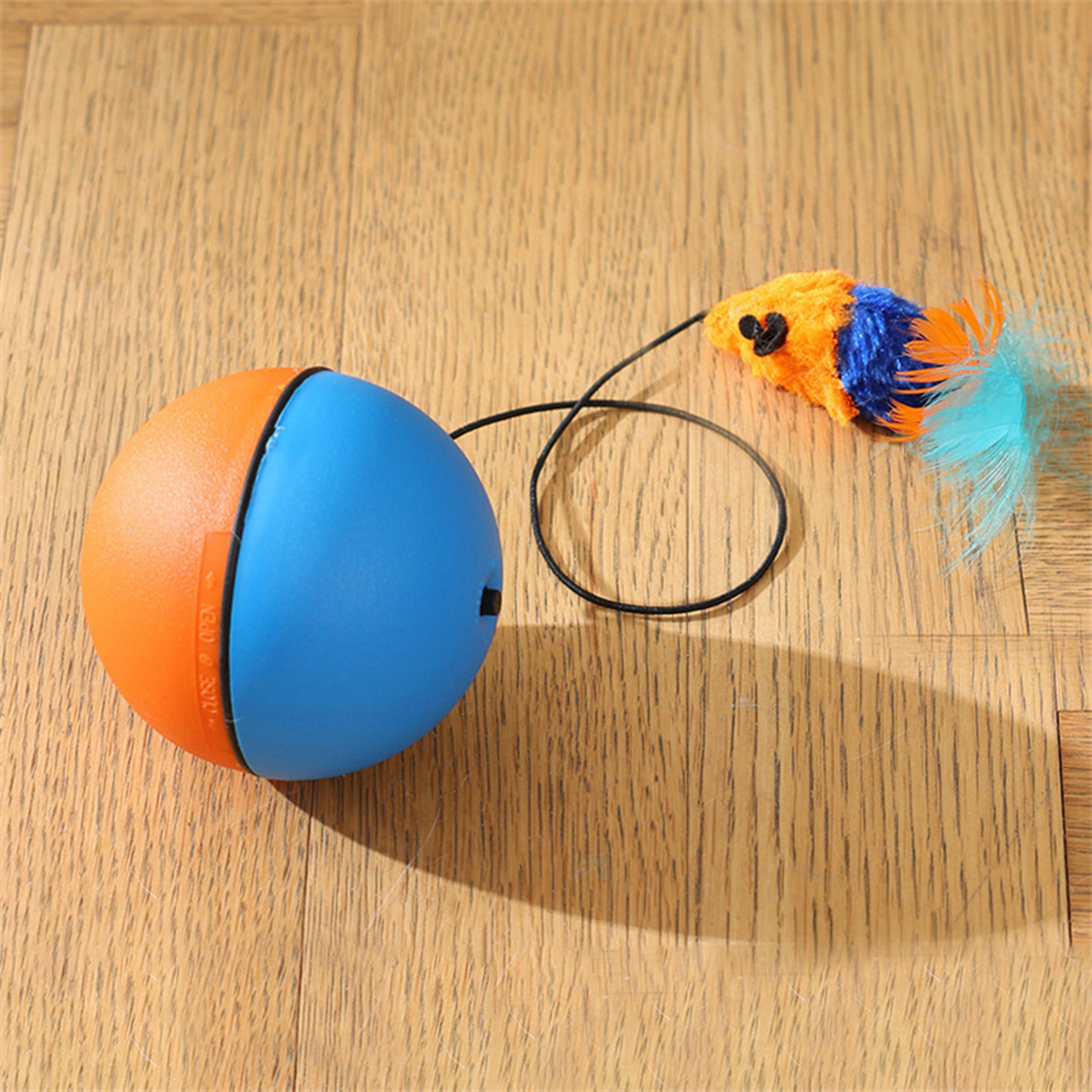 battery-powered interactive cat toy ball with tracking mouse - automatic rolling teaser for cats of all breeds