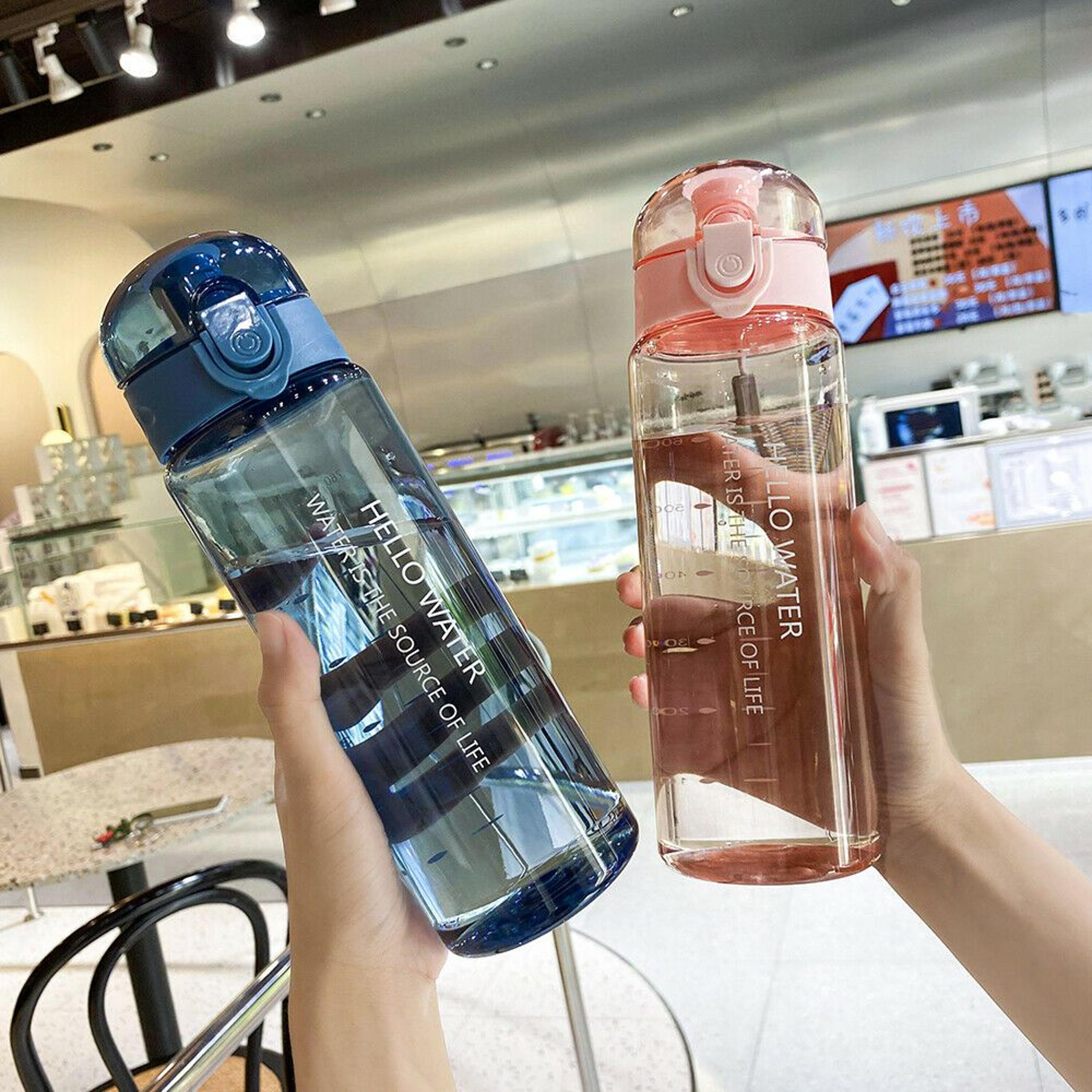 leakproof sports water bottle, transparent drinking bottle, portable frosted gym travel bottle