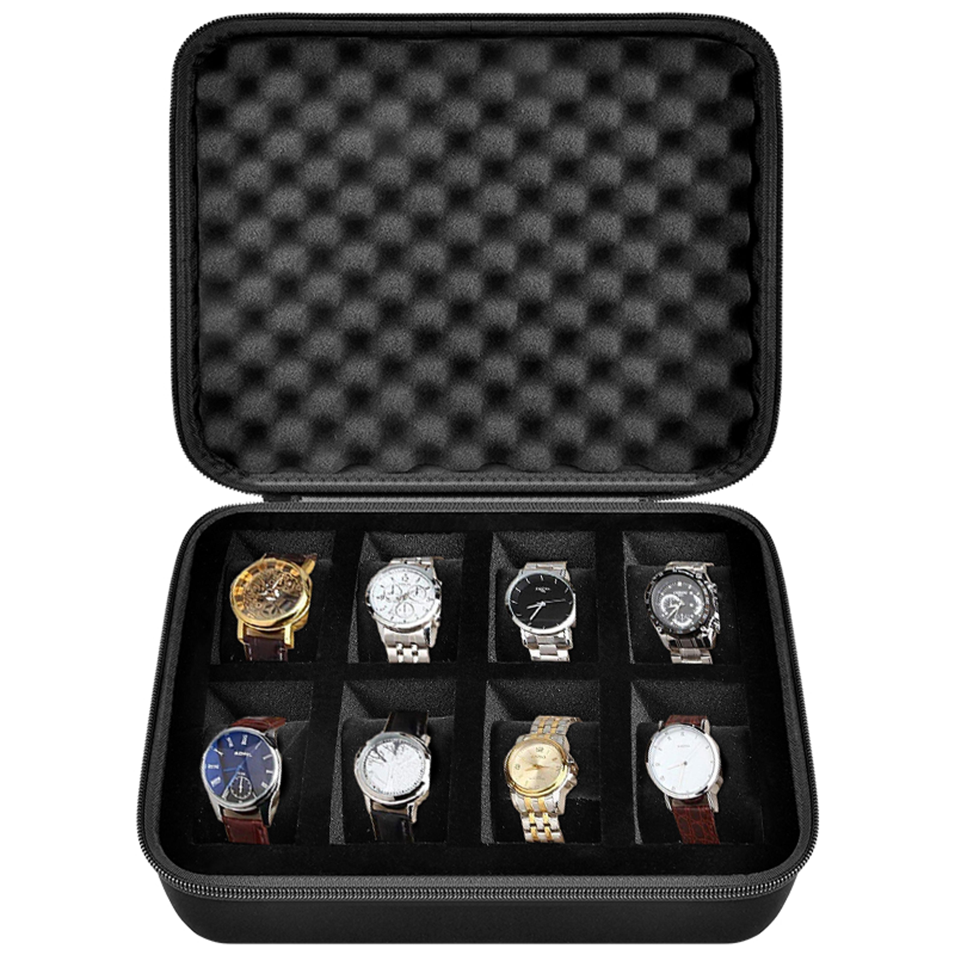 watch box organizer for men, watch storage display case fits all wristwatches and smart watches