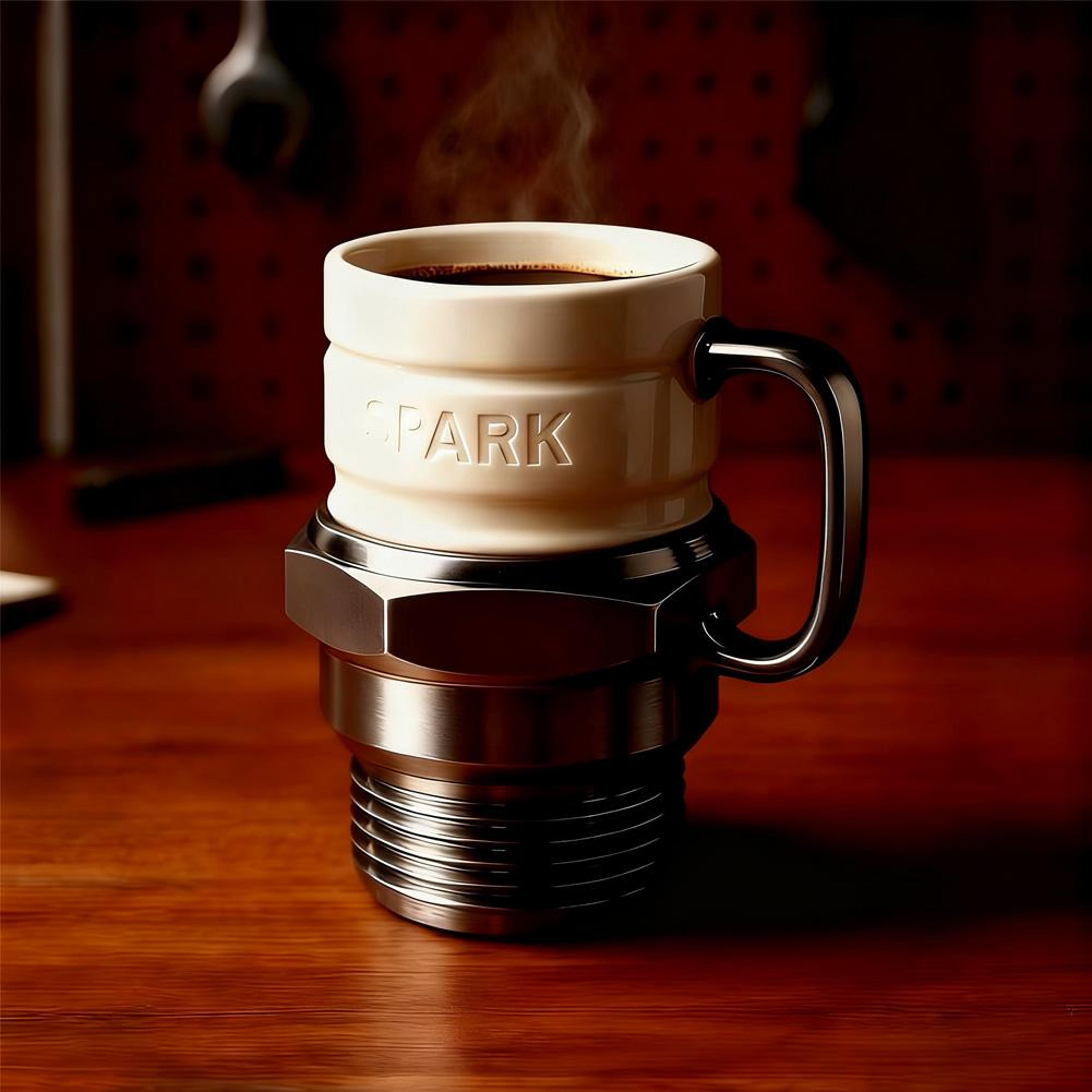 unique spark plug coffee mug, resin car enthusiast cup, gift for mechanics