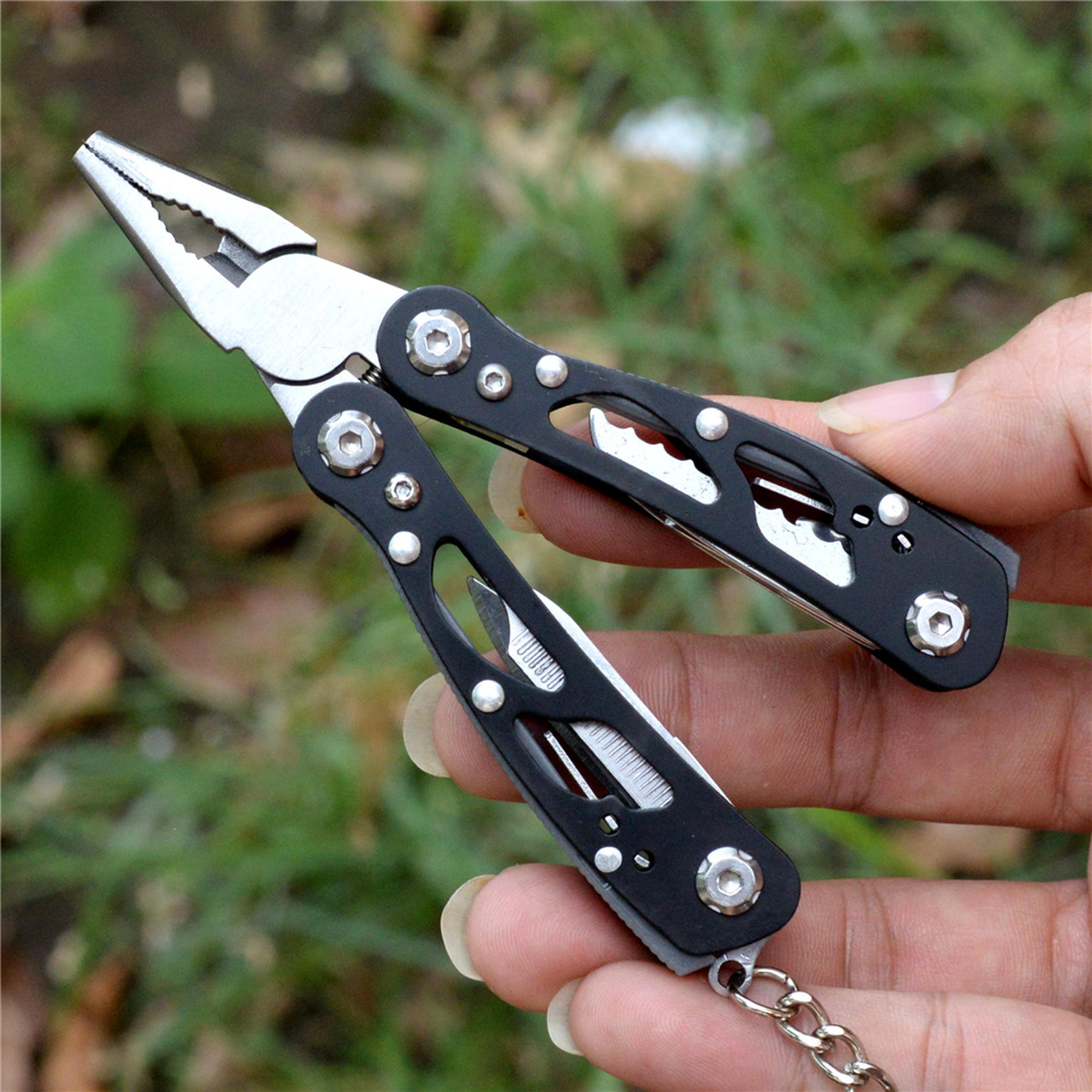 outdoor camping knife, multifunction pocket pliers tool set, survival scissors, foldable saw