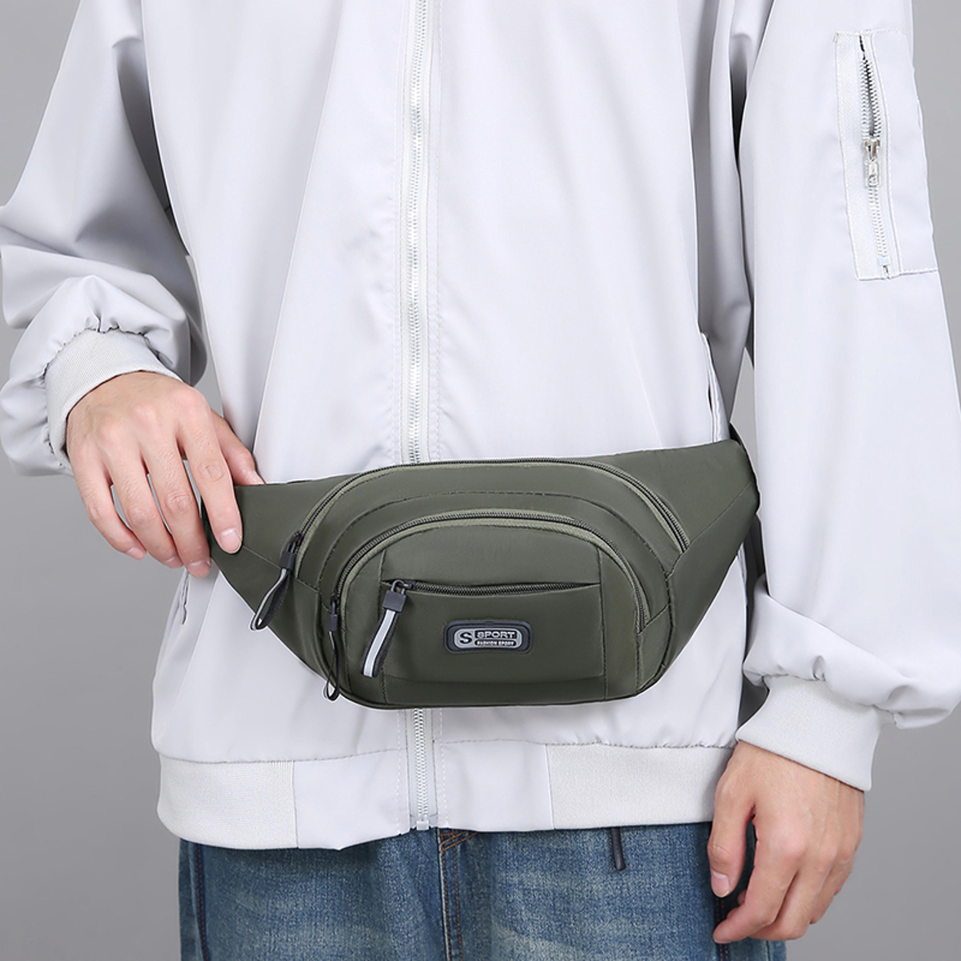 portable anti theft ultra thin men's large capacity fitness waist pack for sports running leisure