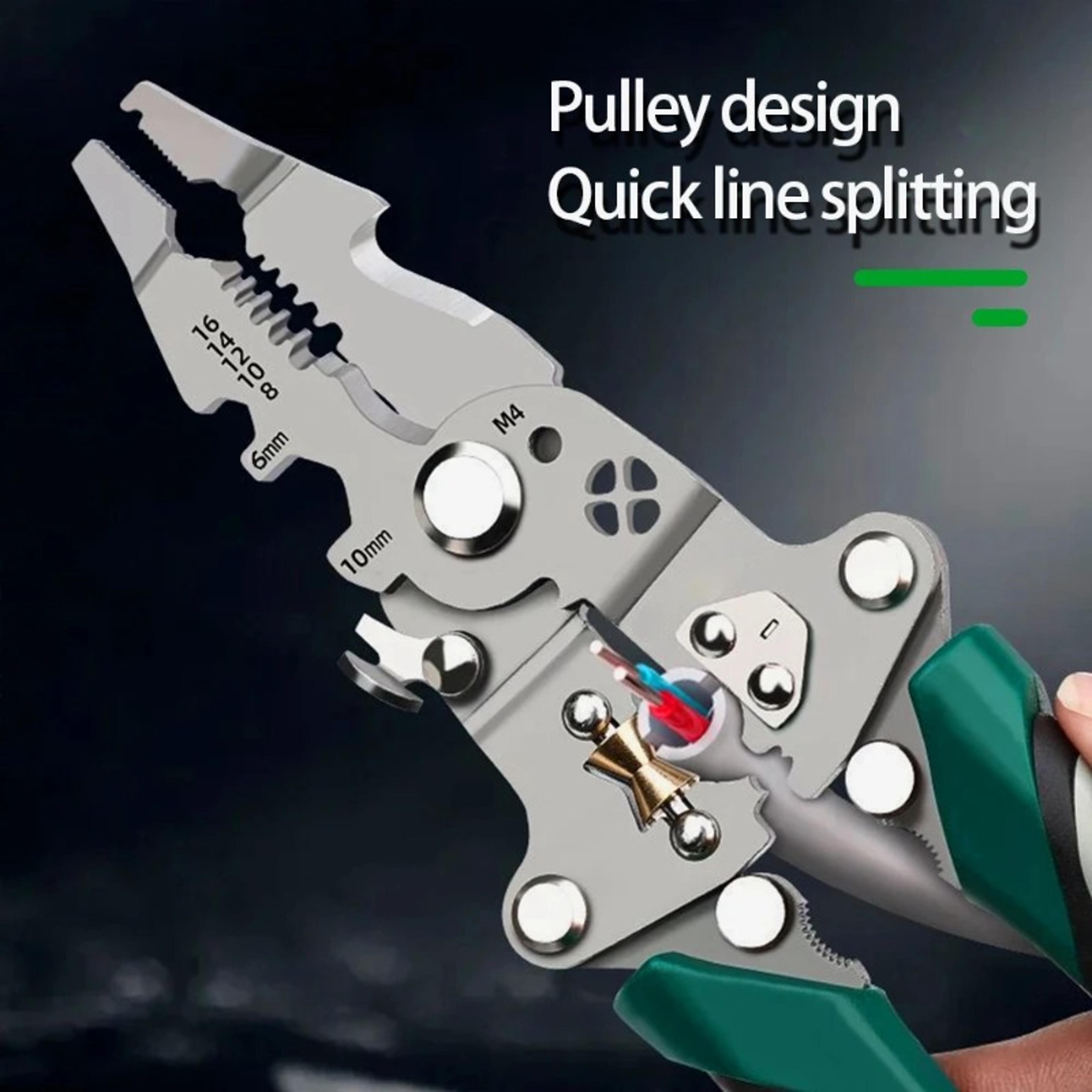electrician wire splitter, foldable wire stripper, pulley design multi-function, crimping pliers hand tool
