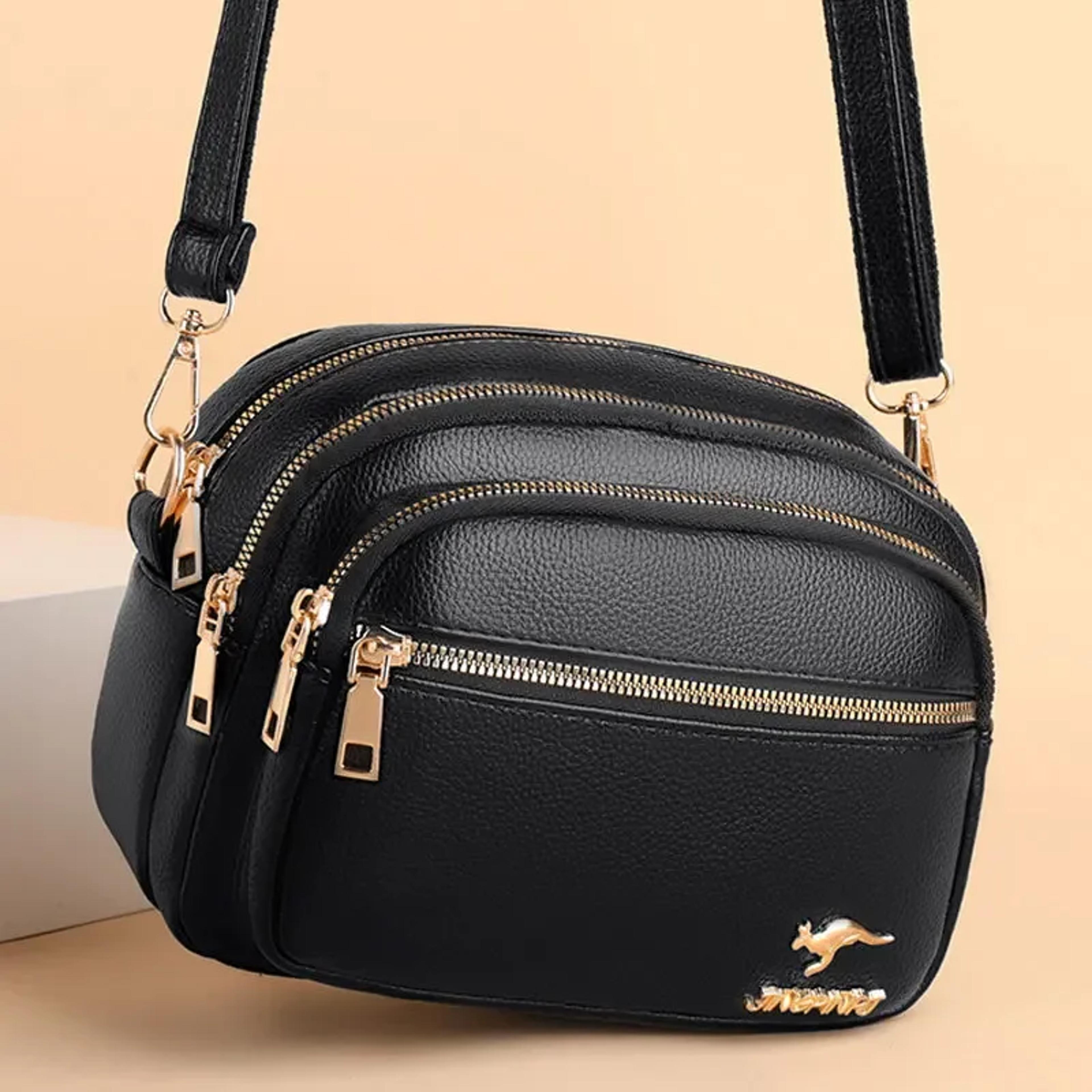 luxury ladies handbag with multi-pocket design, high quality soft leather shoulder messenger bag