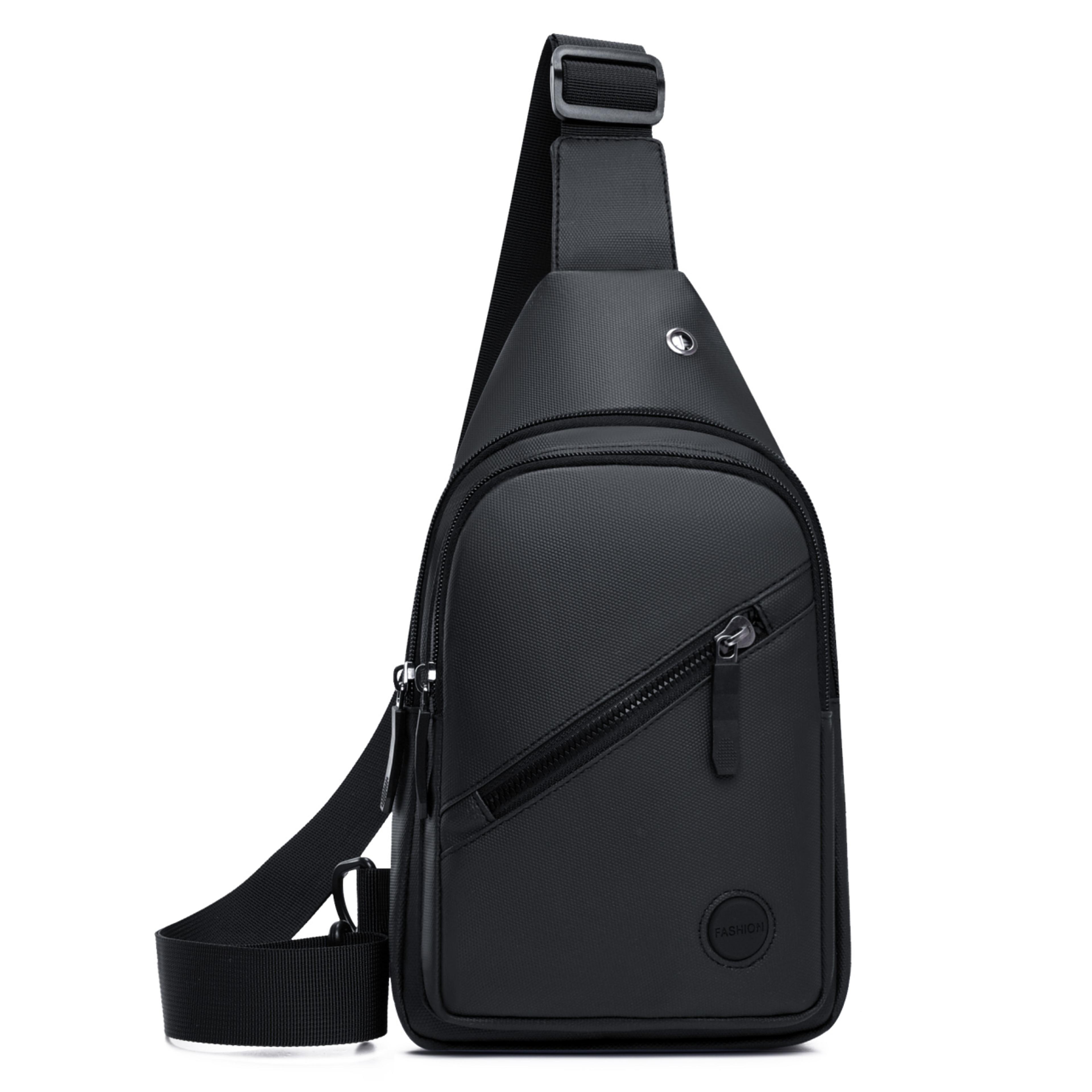 large capacity men's crossbody bag, durable chest bag, leather-look outdoor shoulder bag