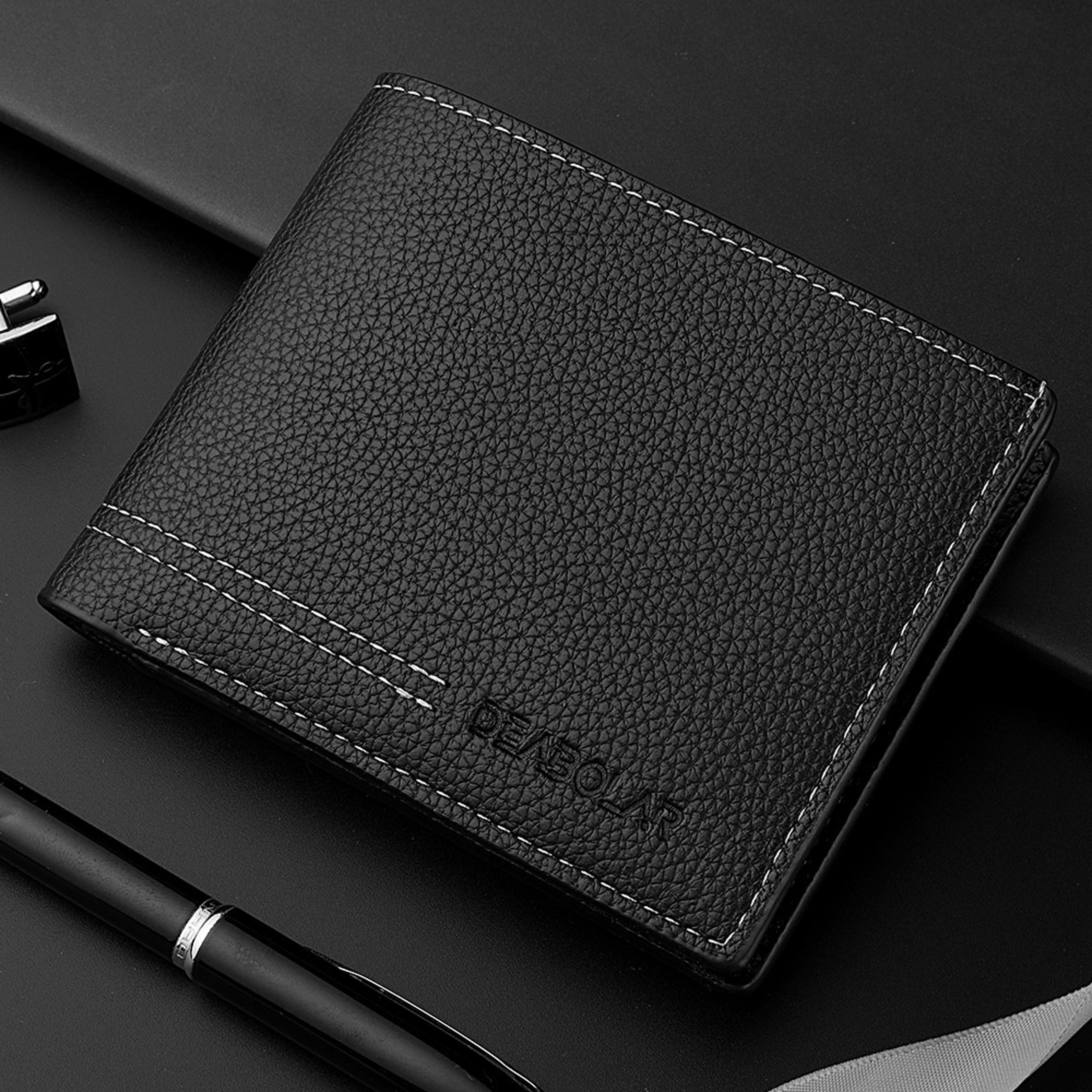 men's youth wallet, luxury short leather, slim minimalist card holder