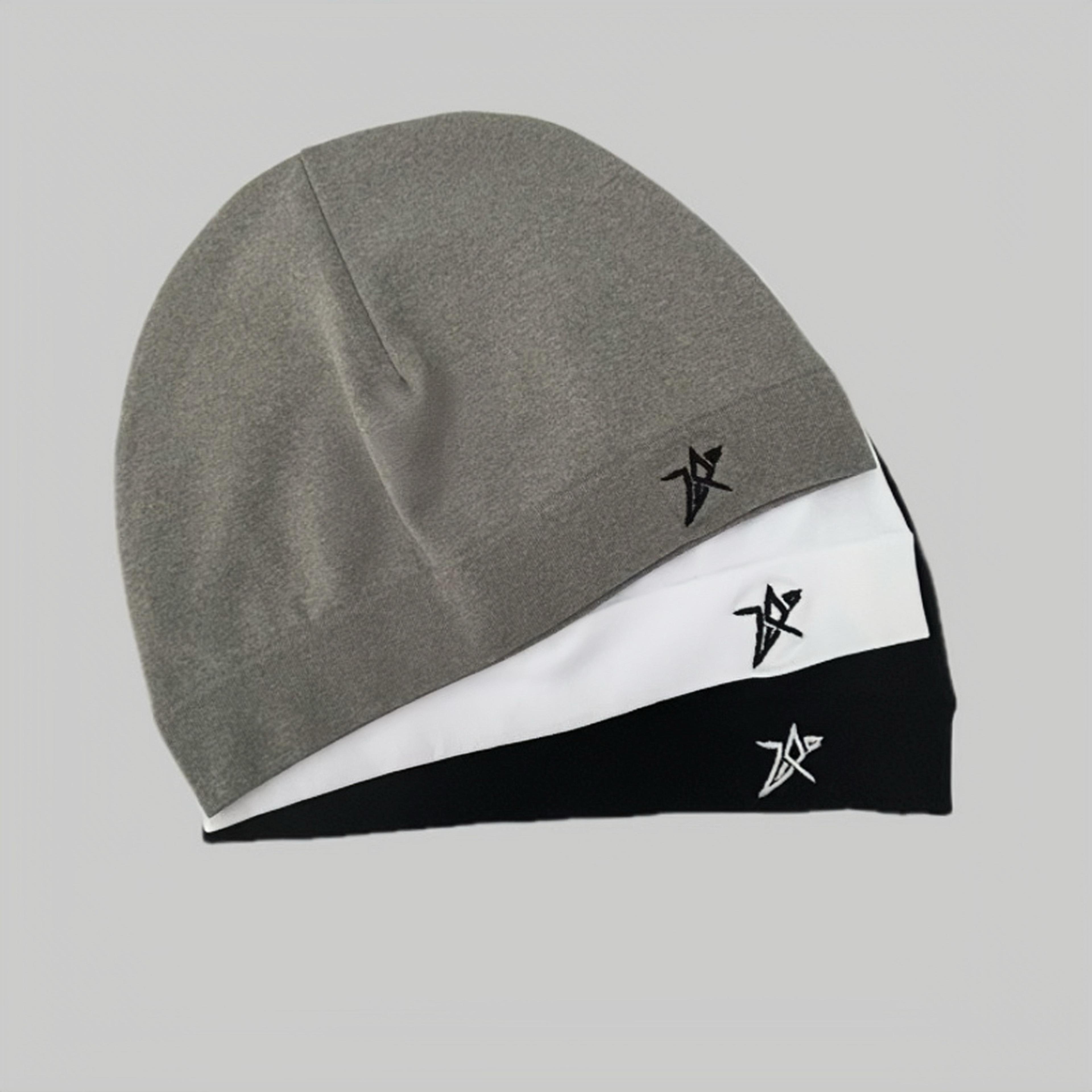 soft breathable star embroidered skull cap beanie for hiking cycling sports