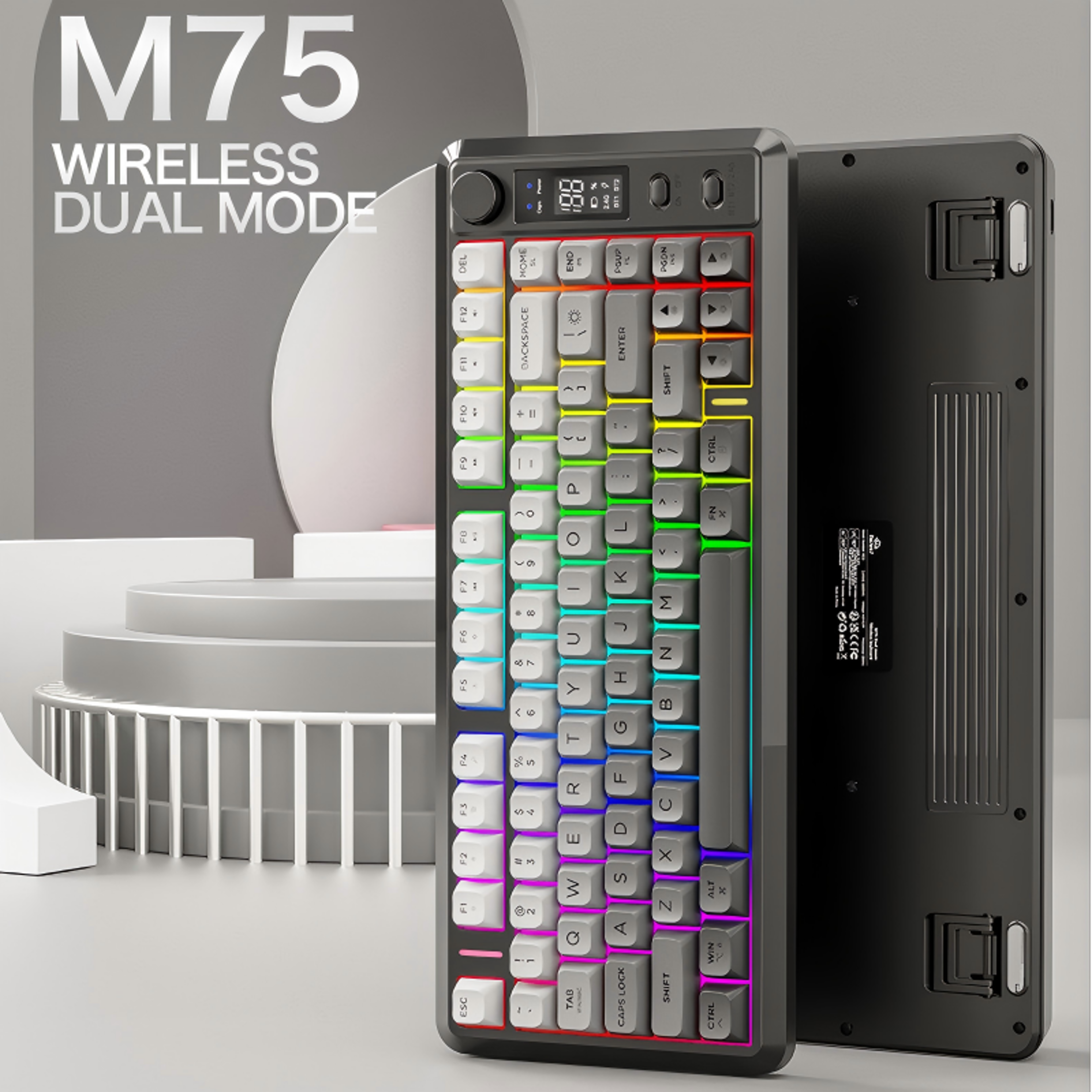 bluetooth dual-mode keyboard, pbt gradient ball cap, wireless gaming keyboard with display screen