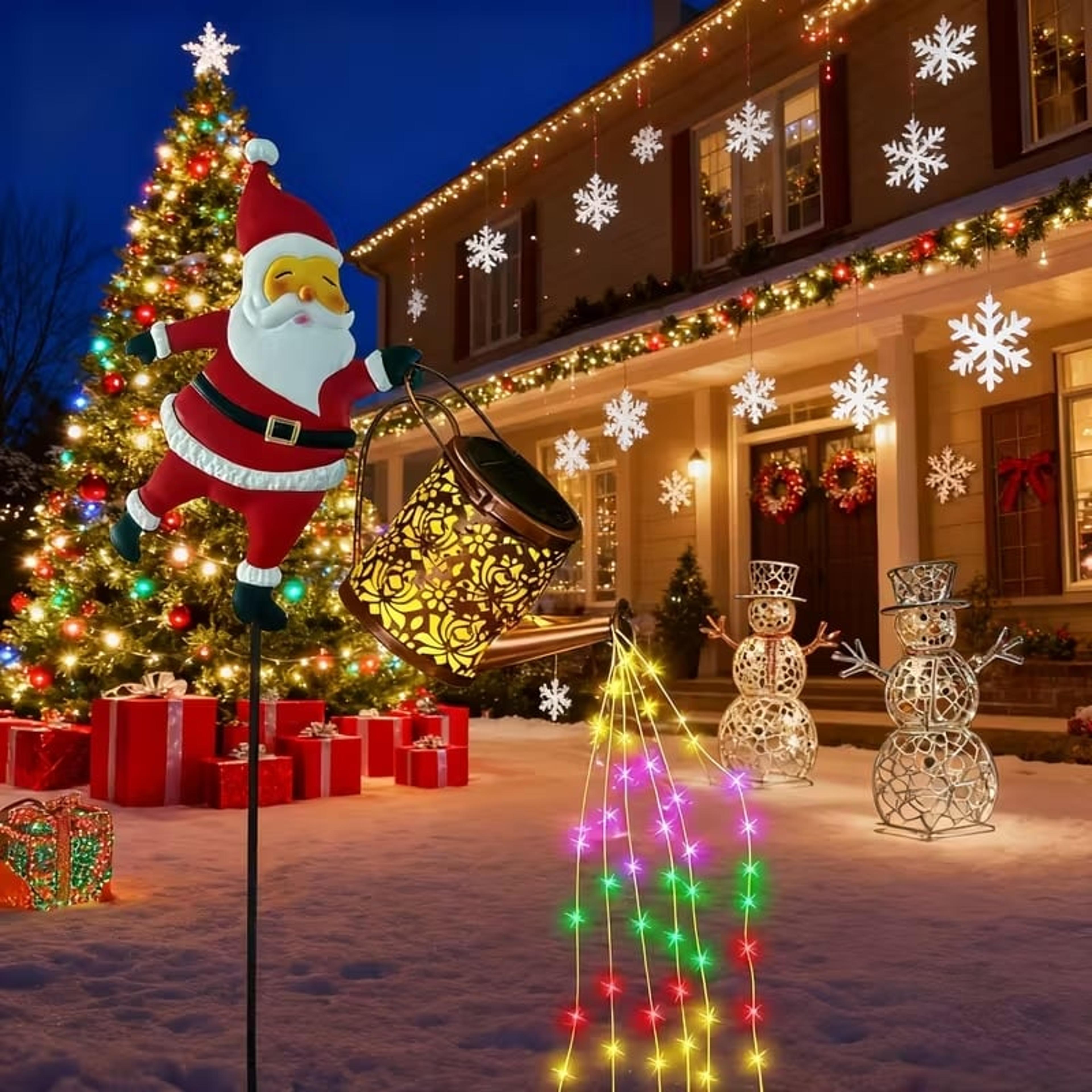 garden lawn christmas lights, solar santa claus kettle lamp, solar night lights for outdoors