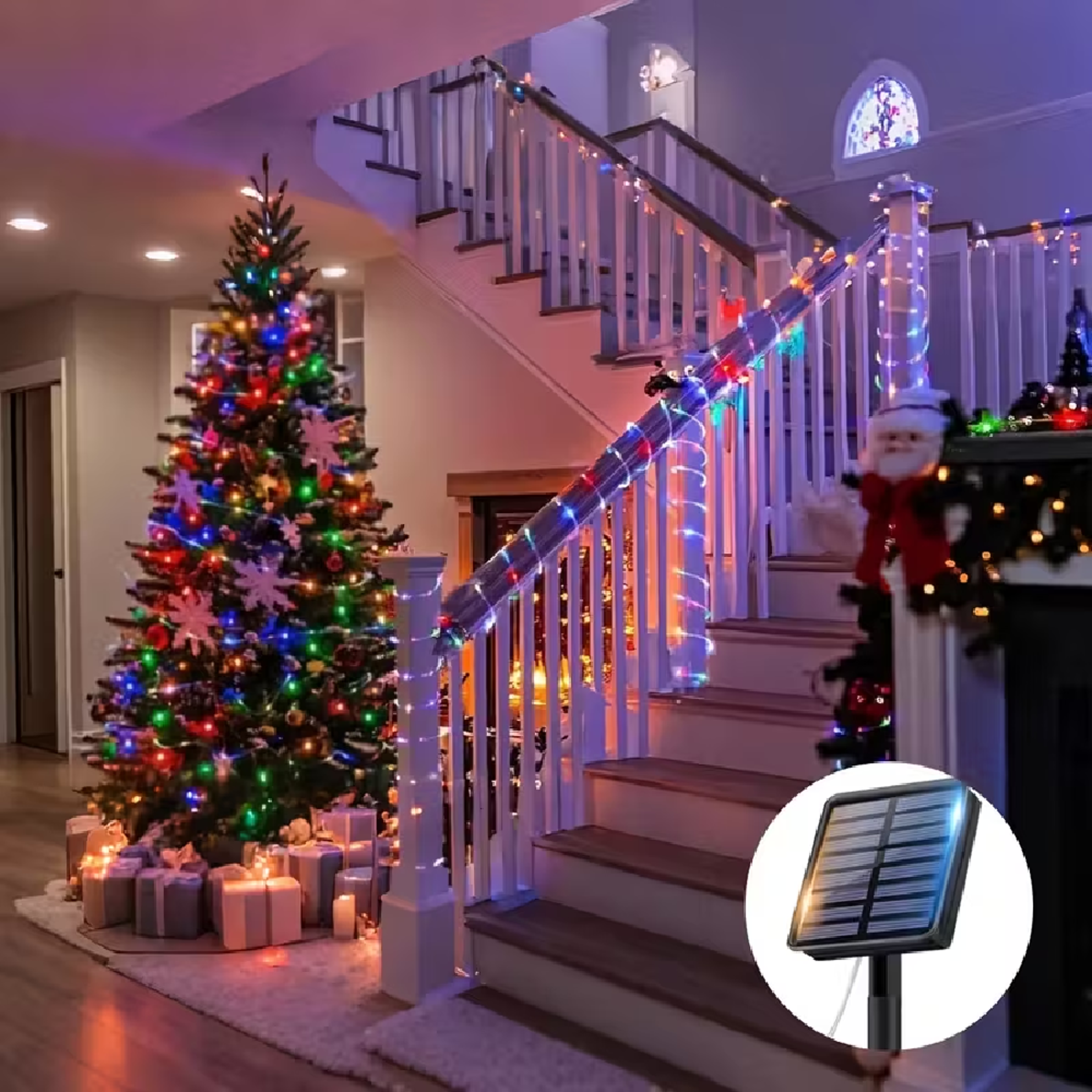 outdoor solar tube lights multicolor modes for garden patio tree decoration