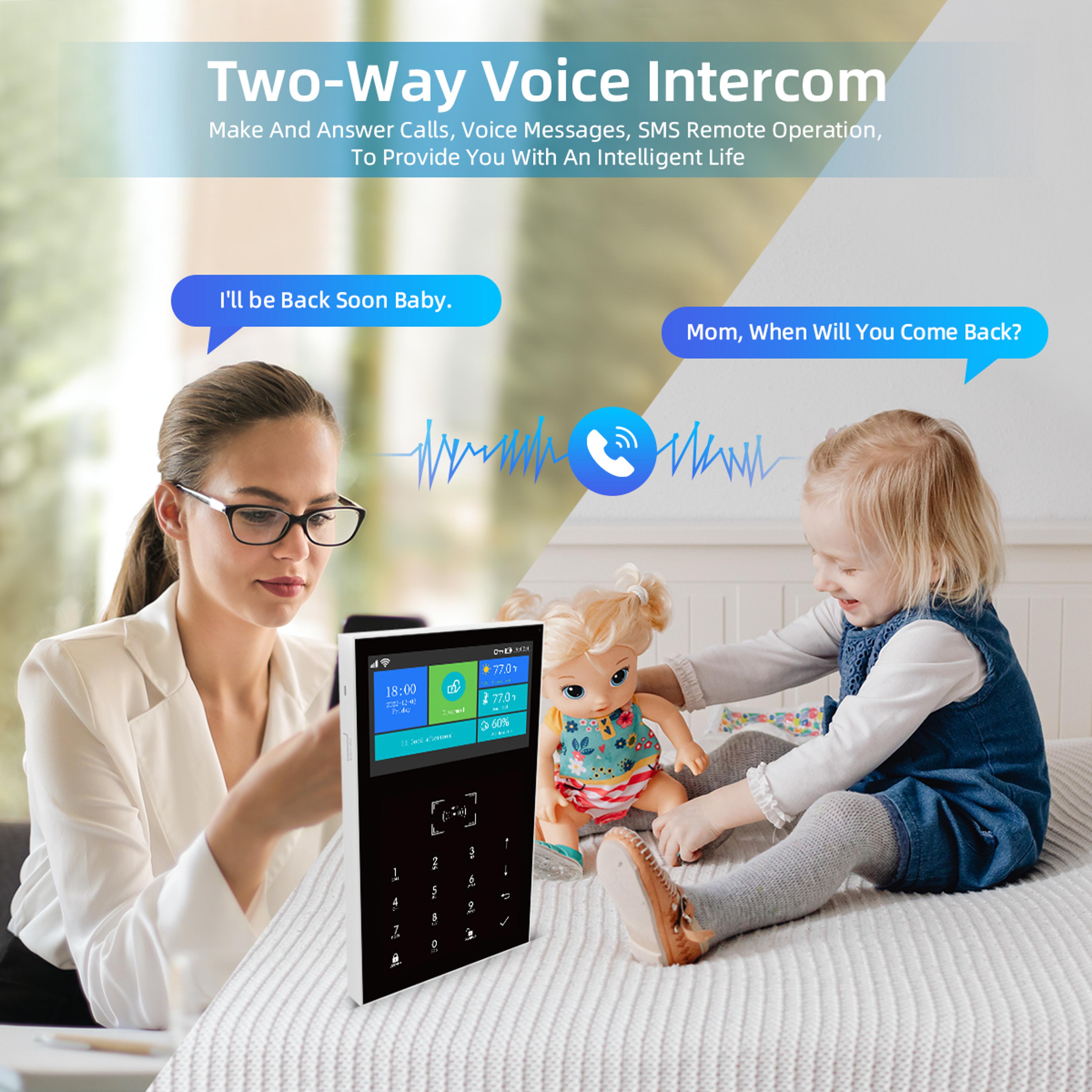 wifi gsm alarm system for home, touchscreen, tuya smart app control, temperature display