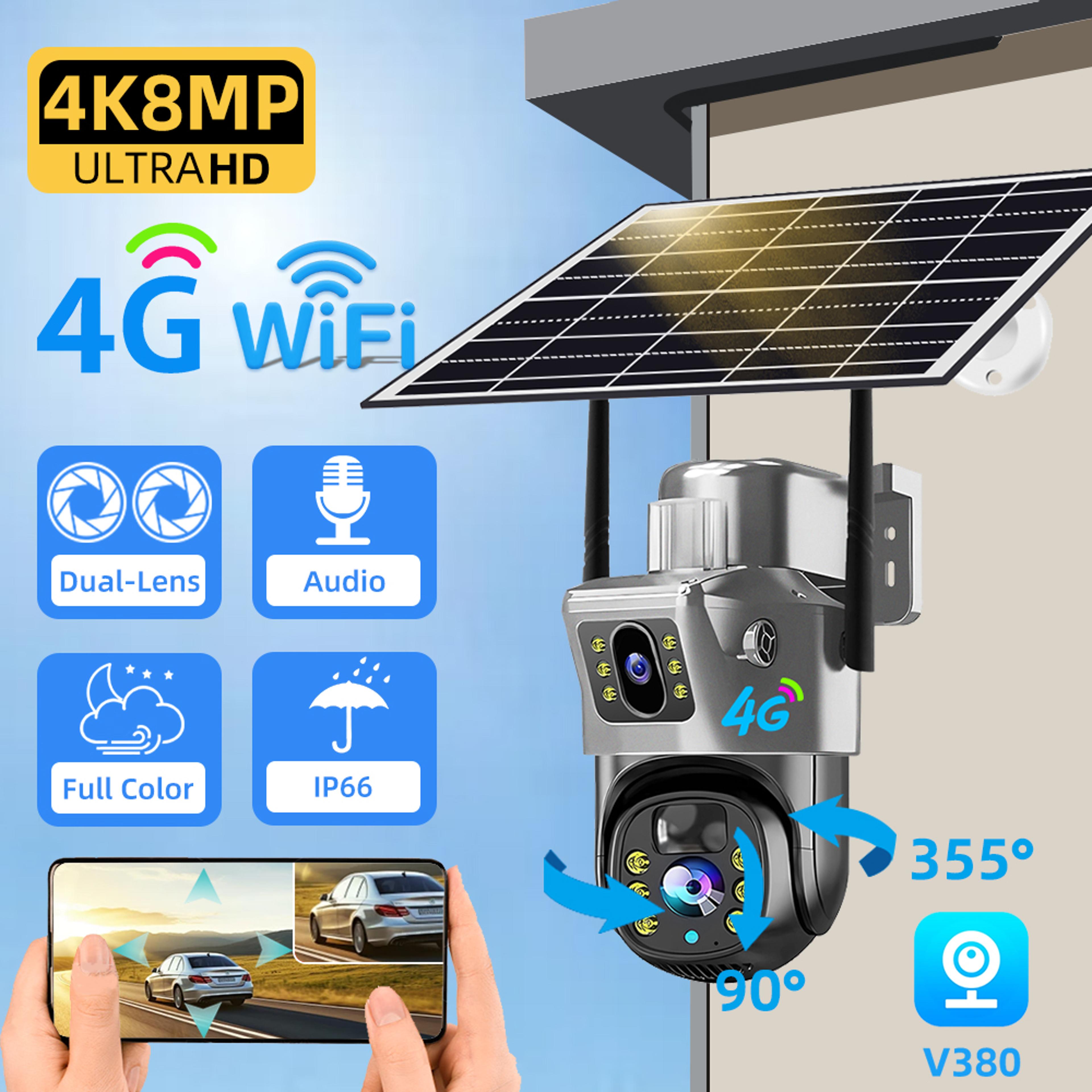 outdoor security camera, dual lens, auto tracking, night vision, pir cctv protection for safety