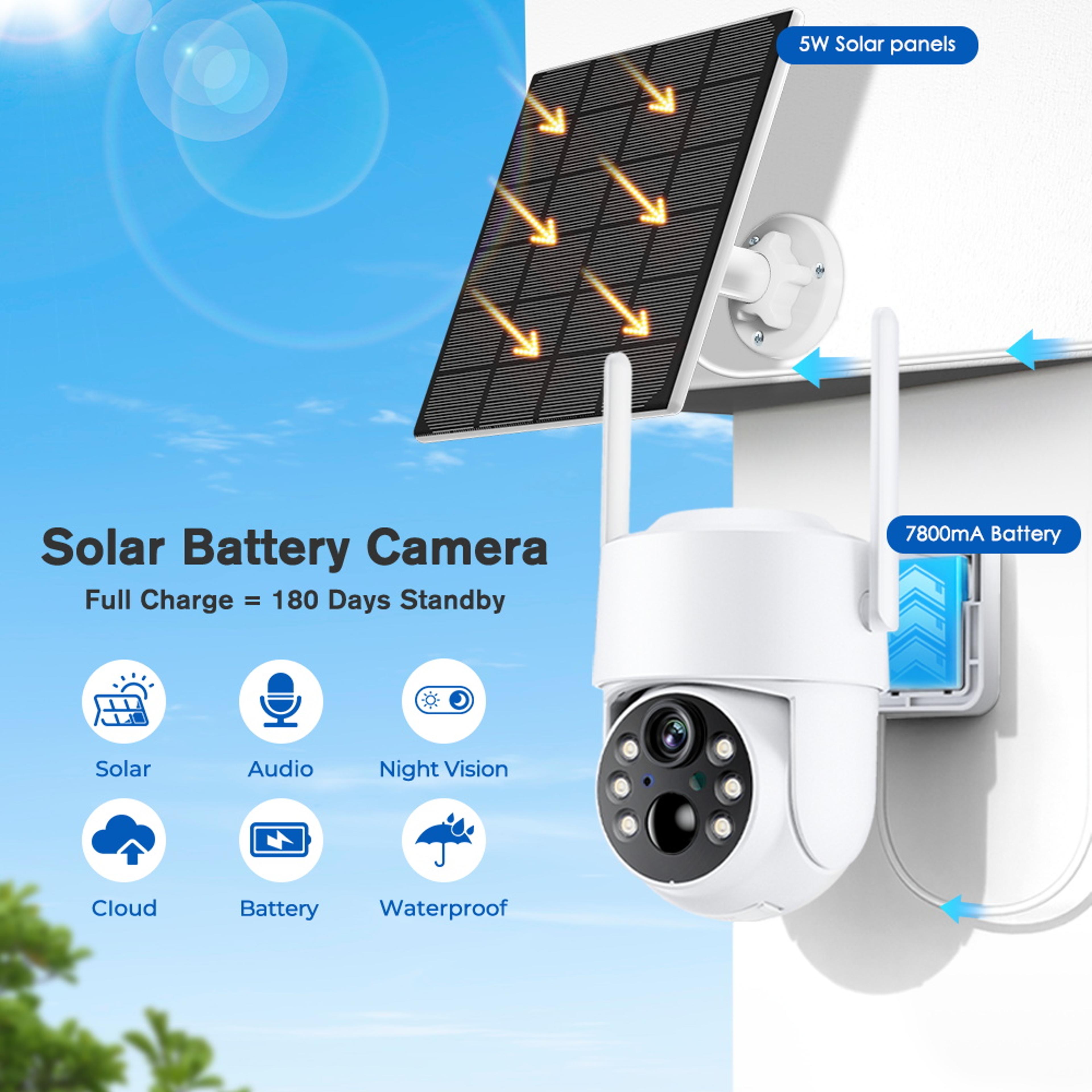 camera outdoor wireless solar, video surveillance, built-in battery, long time standby, icsee app, ip security camera