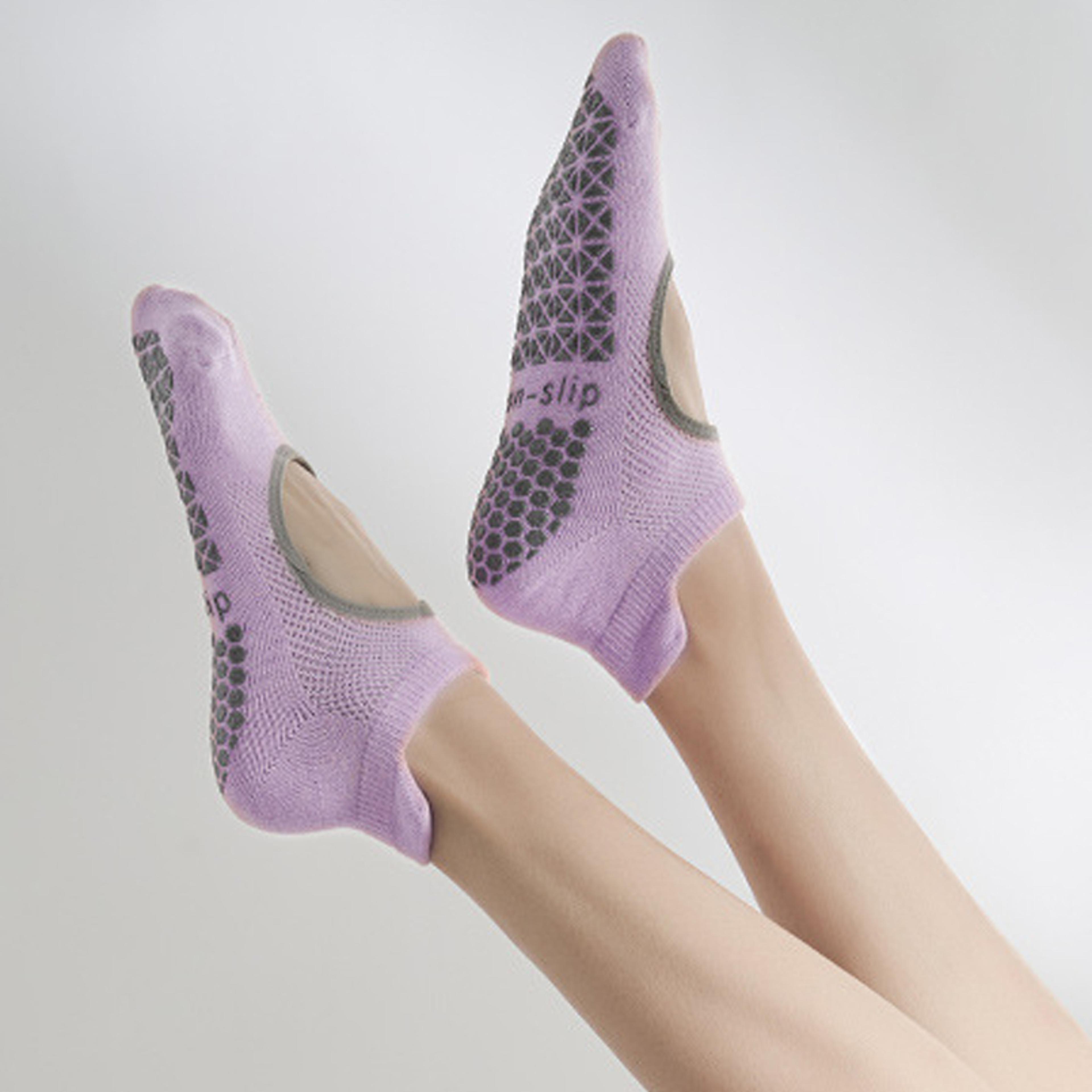 silicone anti-slip hollow pilates socks for women, breathable cotton yoga & fitness socks, non-slip sports floor socks