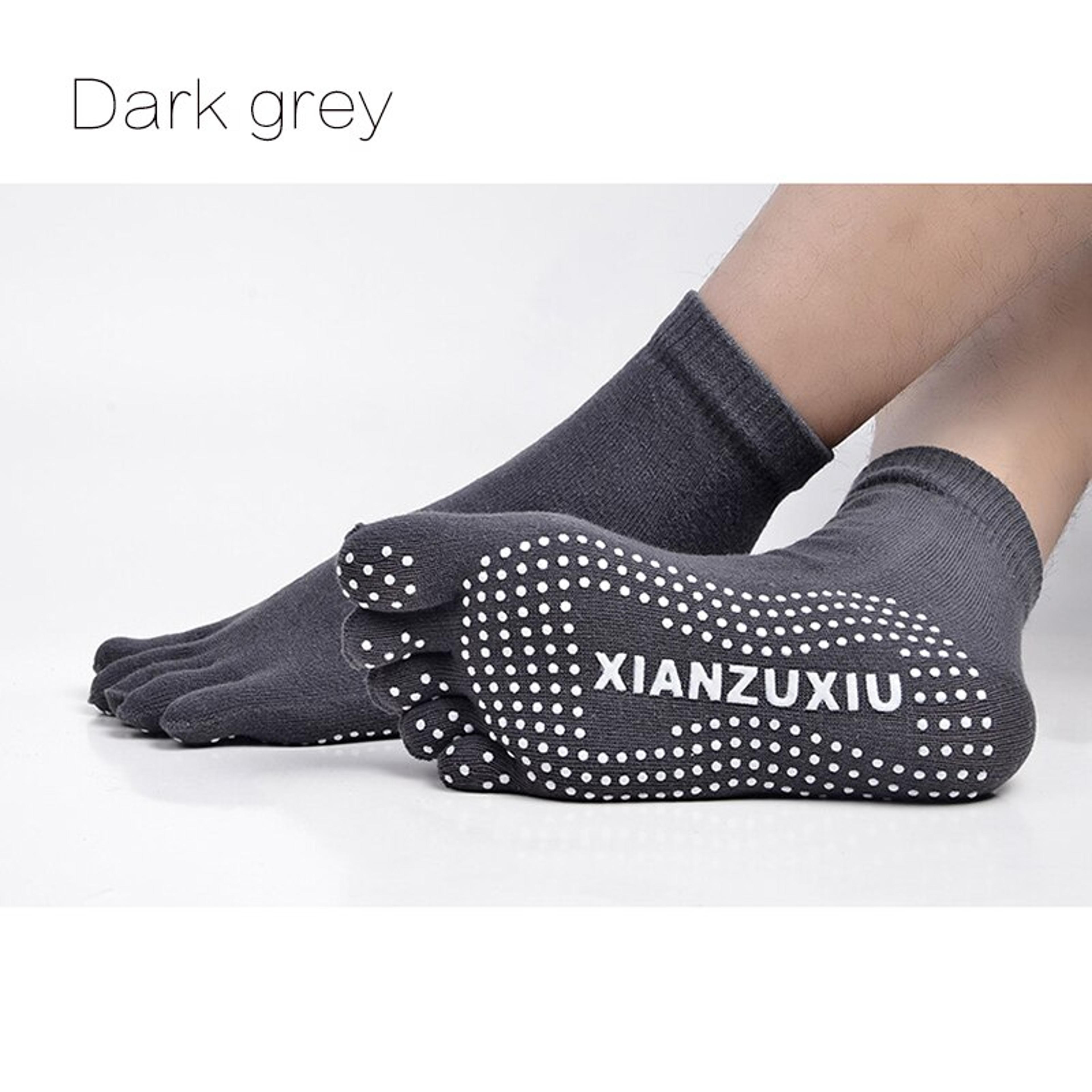 wholesale men pilates socks, non-slip cotton yoga socks, five-finger sports socks for massage and comfort