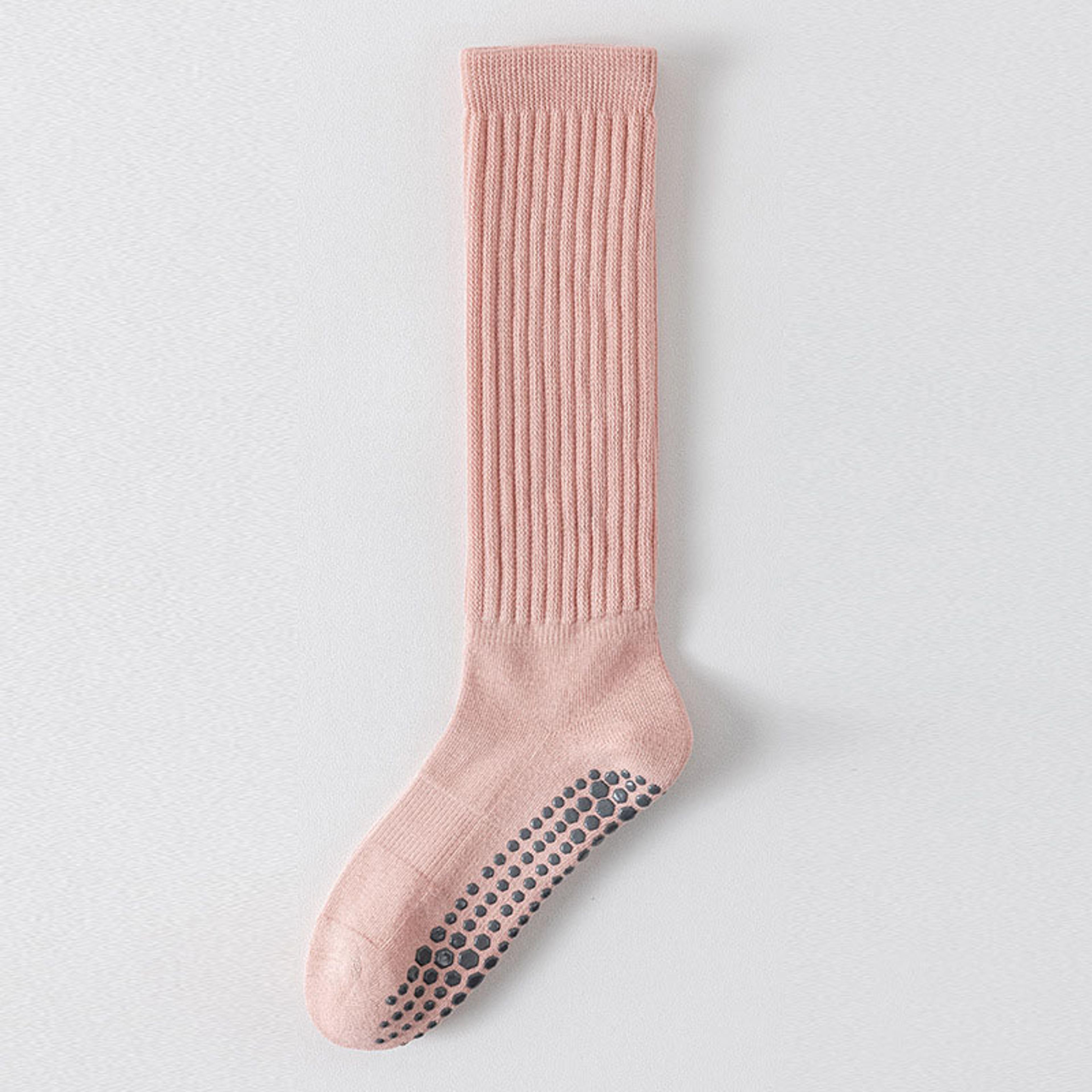 silicone terry non-slip yoga socks cotton dot, pilates grip, women knee-high slouch socks for improved balance