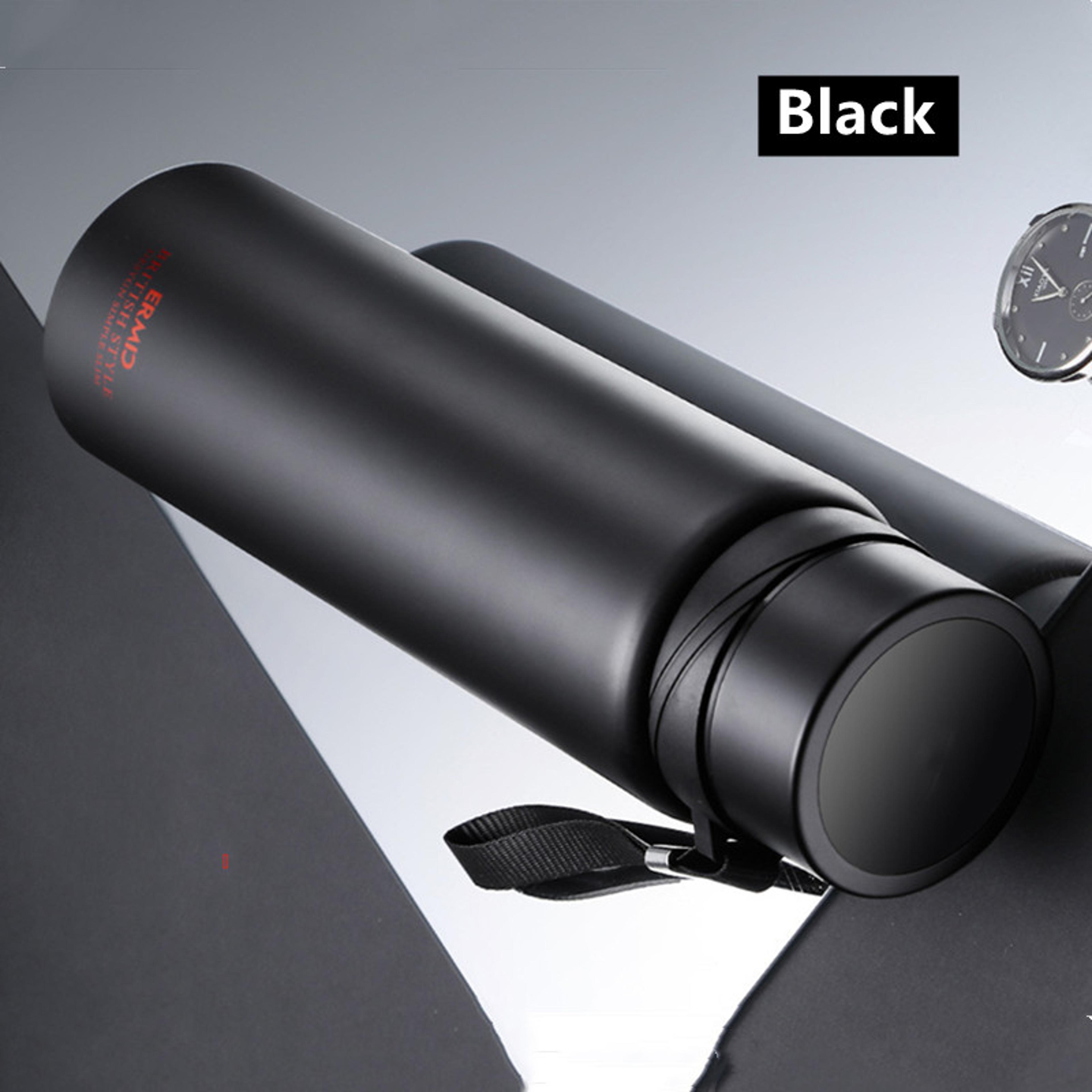portable sport thermos mug, double stainless steel vacuum flask with filter, coffee tea tumbler, leak-proof