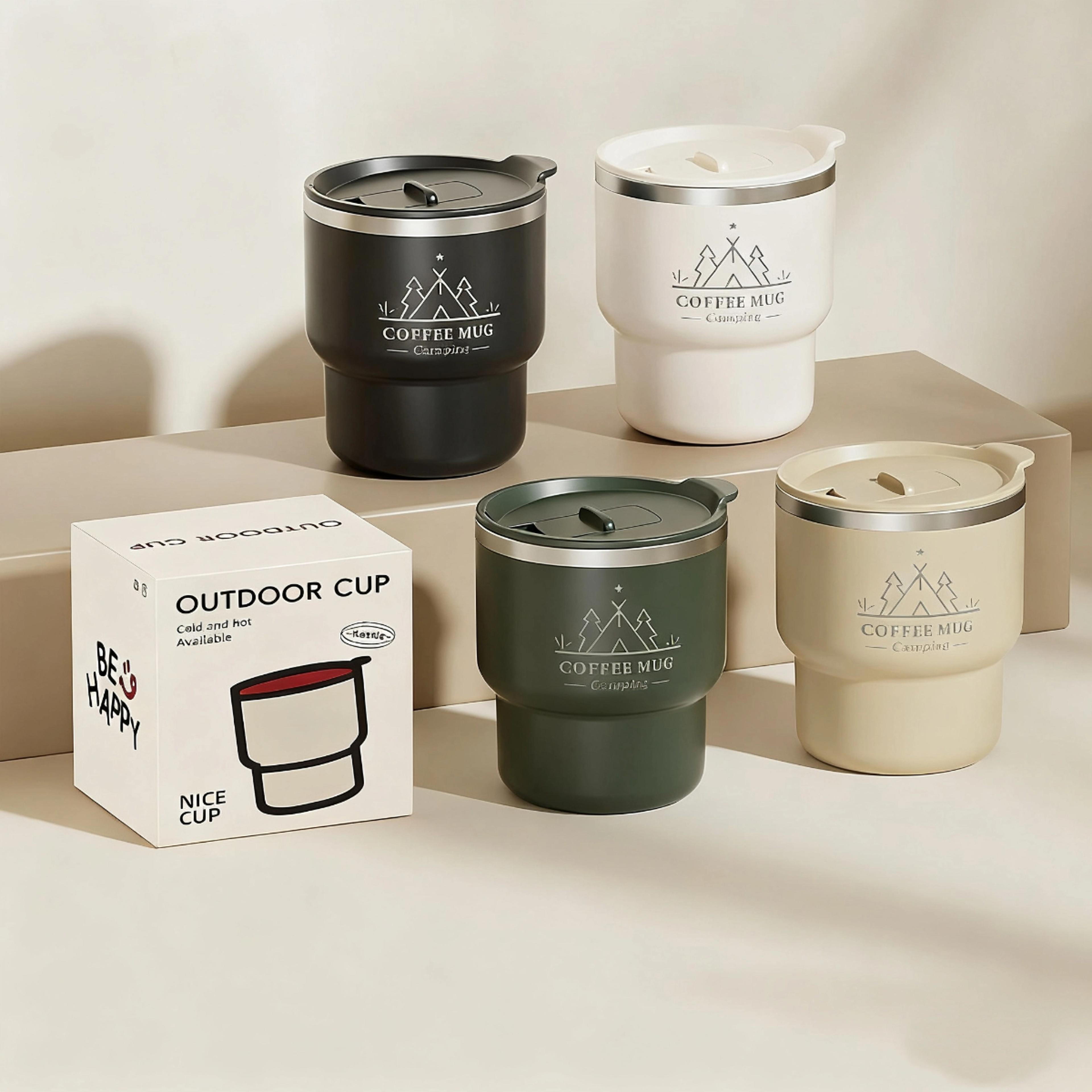 double layer insulated thermal cup, stainless steel office milk coffee mug, portable sealed tumbler for studen