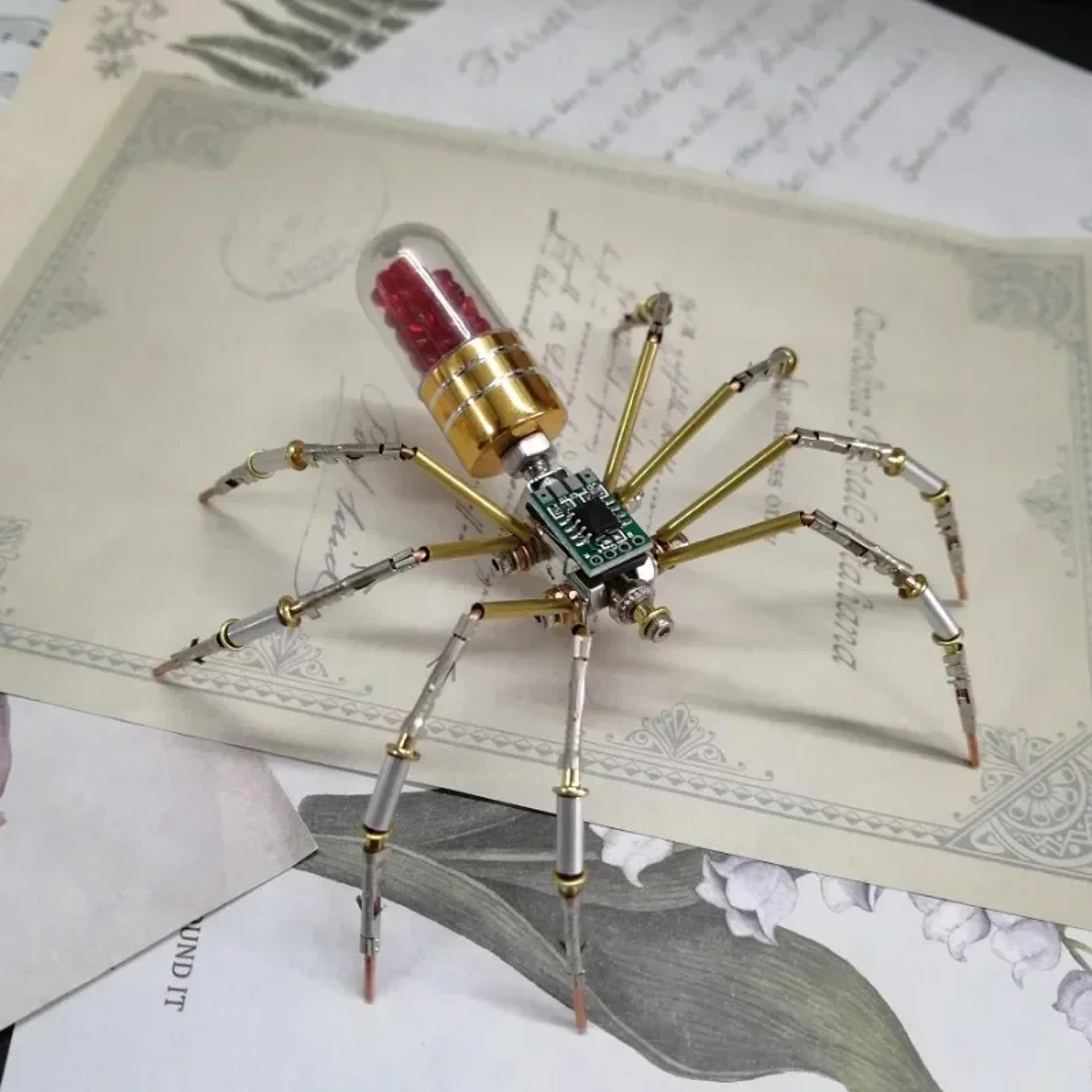 diy mechanical spider kit, cyberpunk metal puzzles, creative insect assembly, handmade metal puzzle