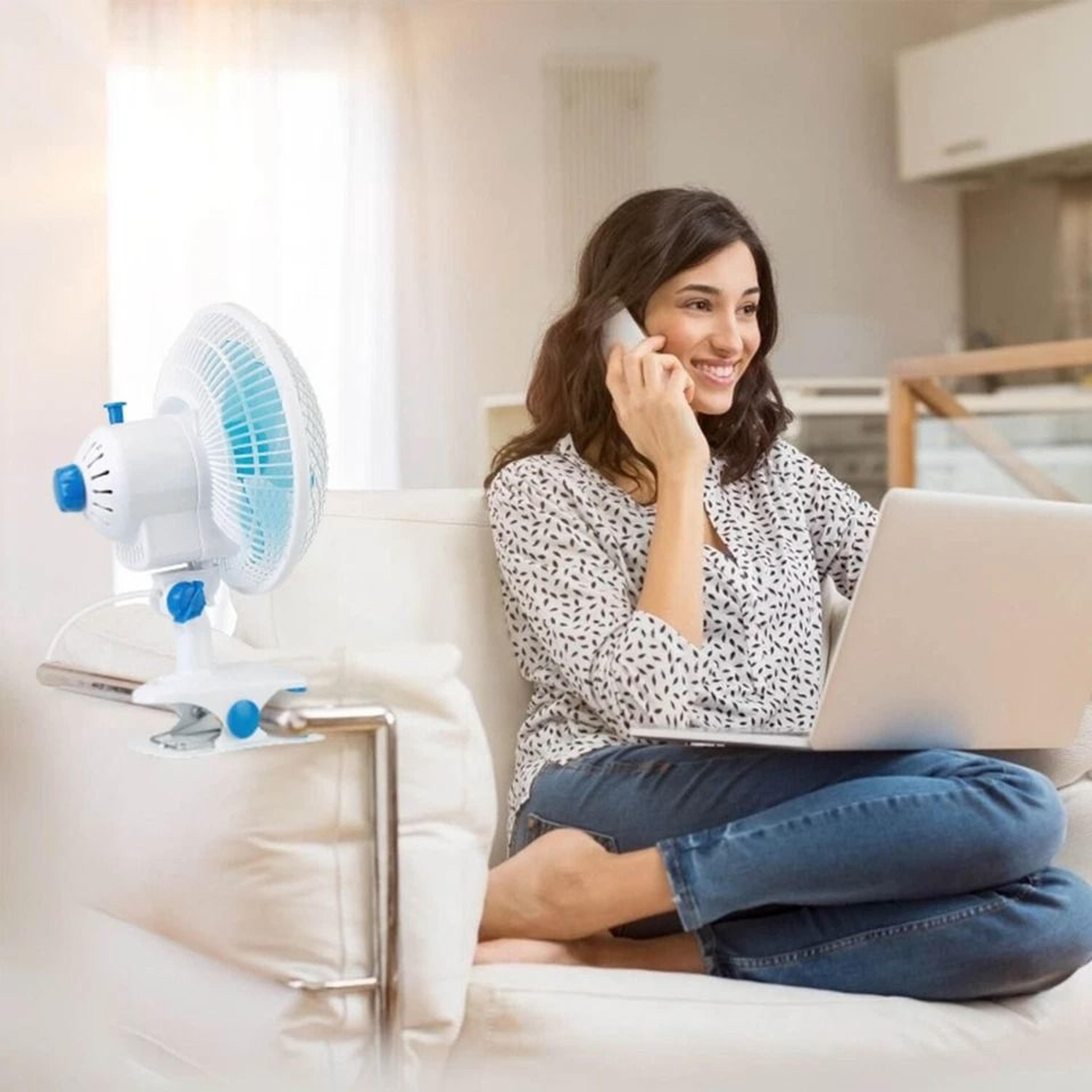 oscillating quiet fan, clip on fan, wall mount or stand, fan adjustable speed, auto shaking head