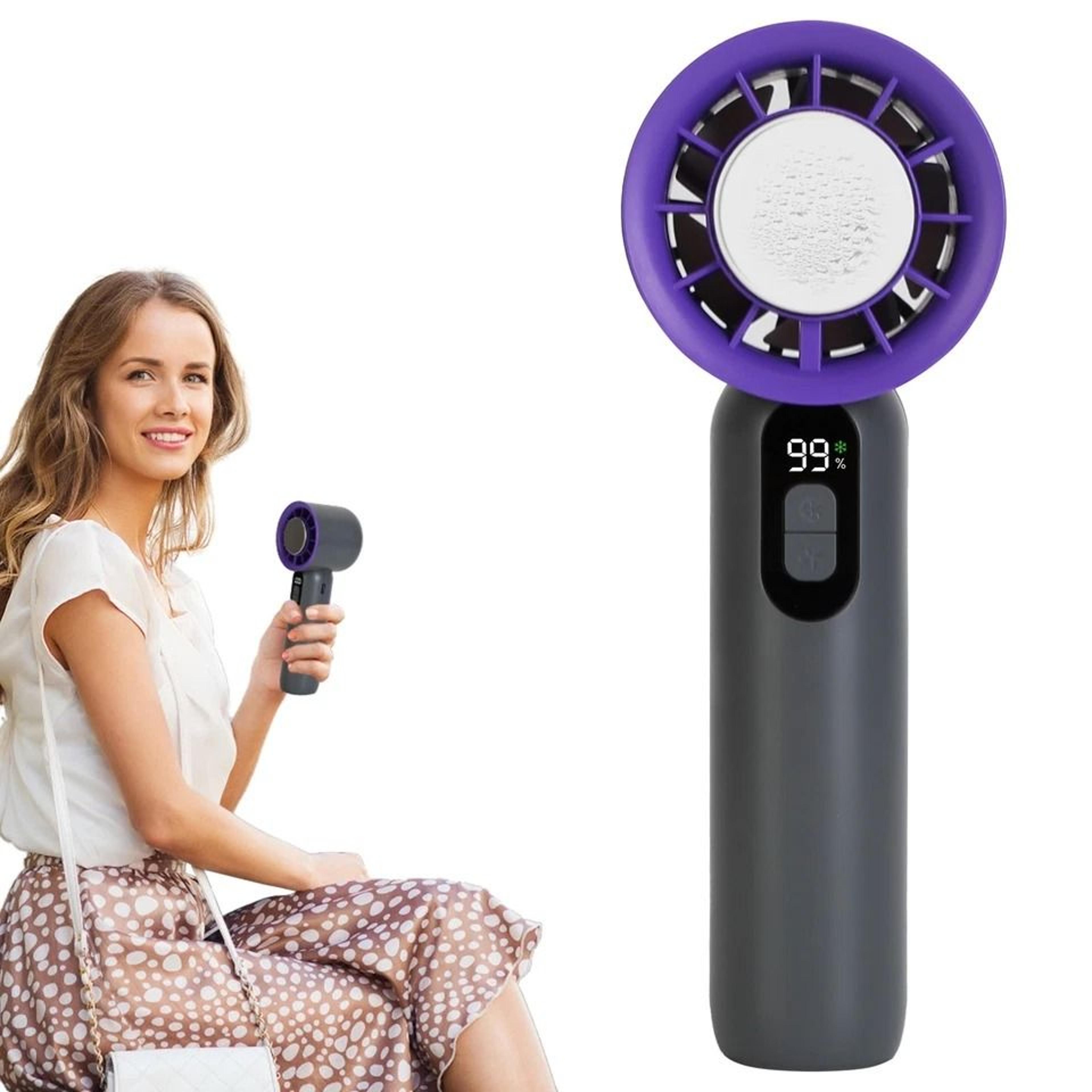 mini handheld fan & ice cooler, high-speed turbo fan for summer, rechargeable outdoor fan with ice cooling