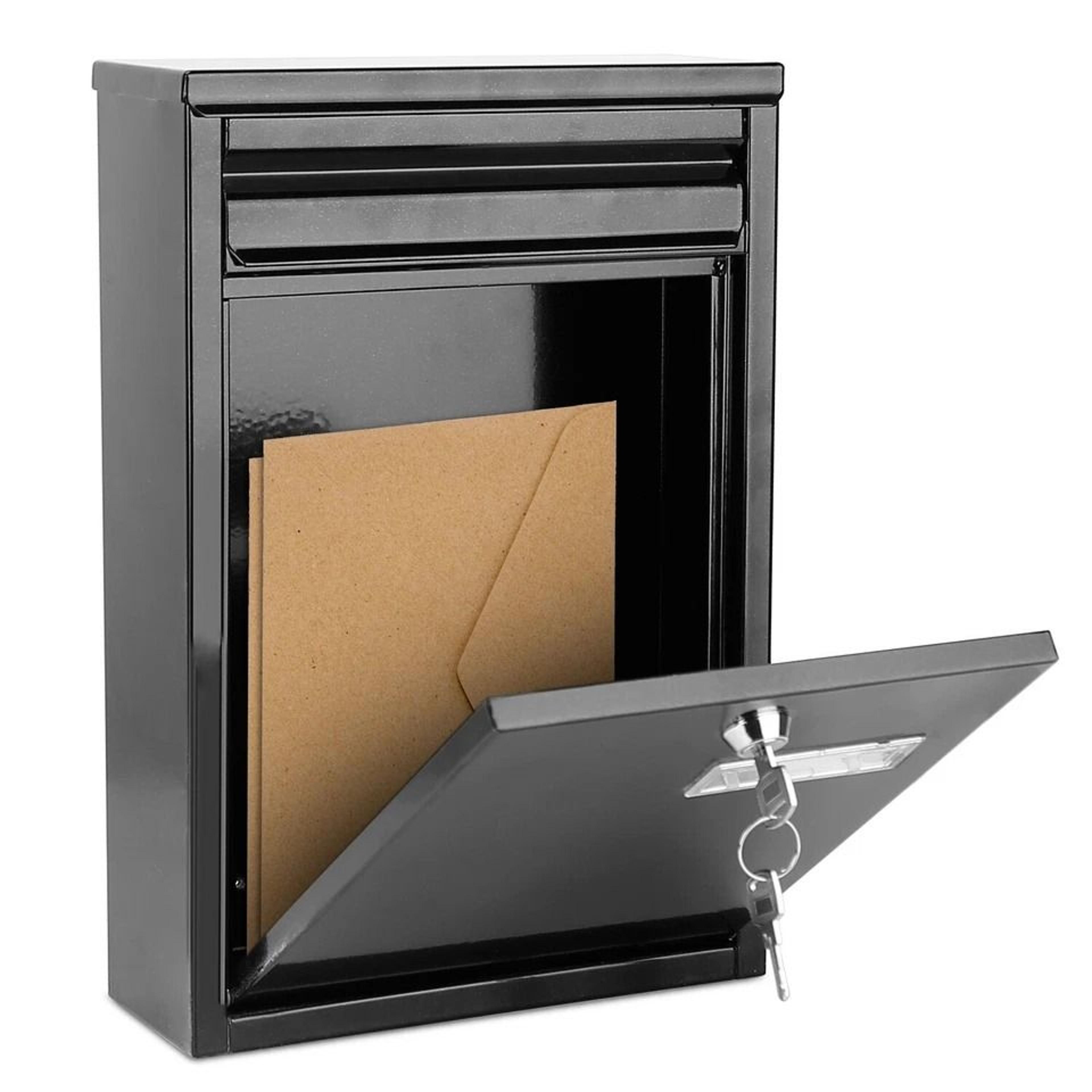 secure metal wall mount mailbox, lockable door, drop box with keys, perfect for letters, newspapers, and small parcels