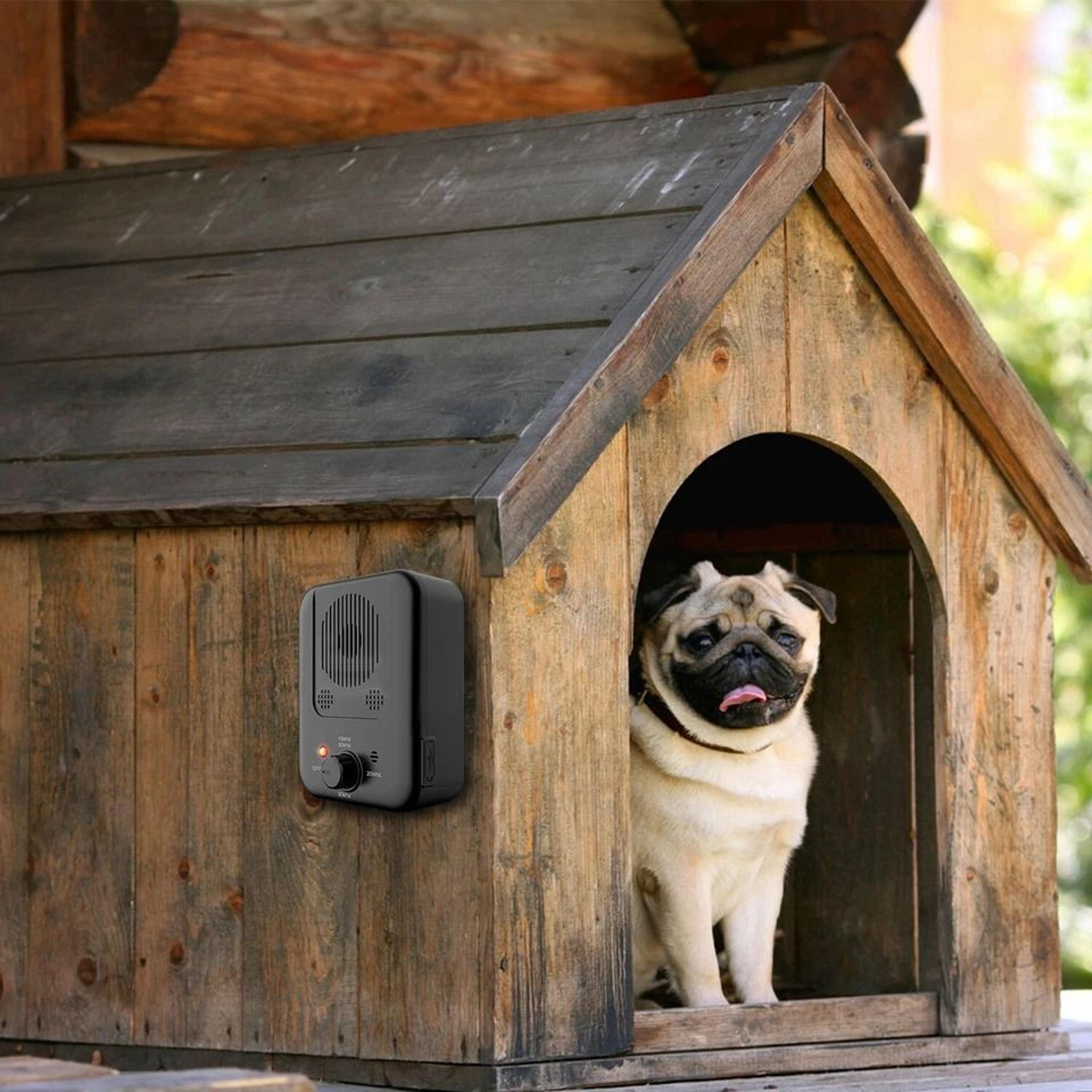 ultrasonic dog bark control device, sensing range, sonic silencer, safe & effective, adjustable frequency levels
