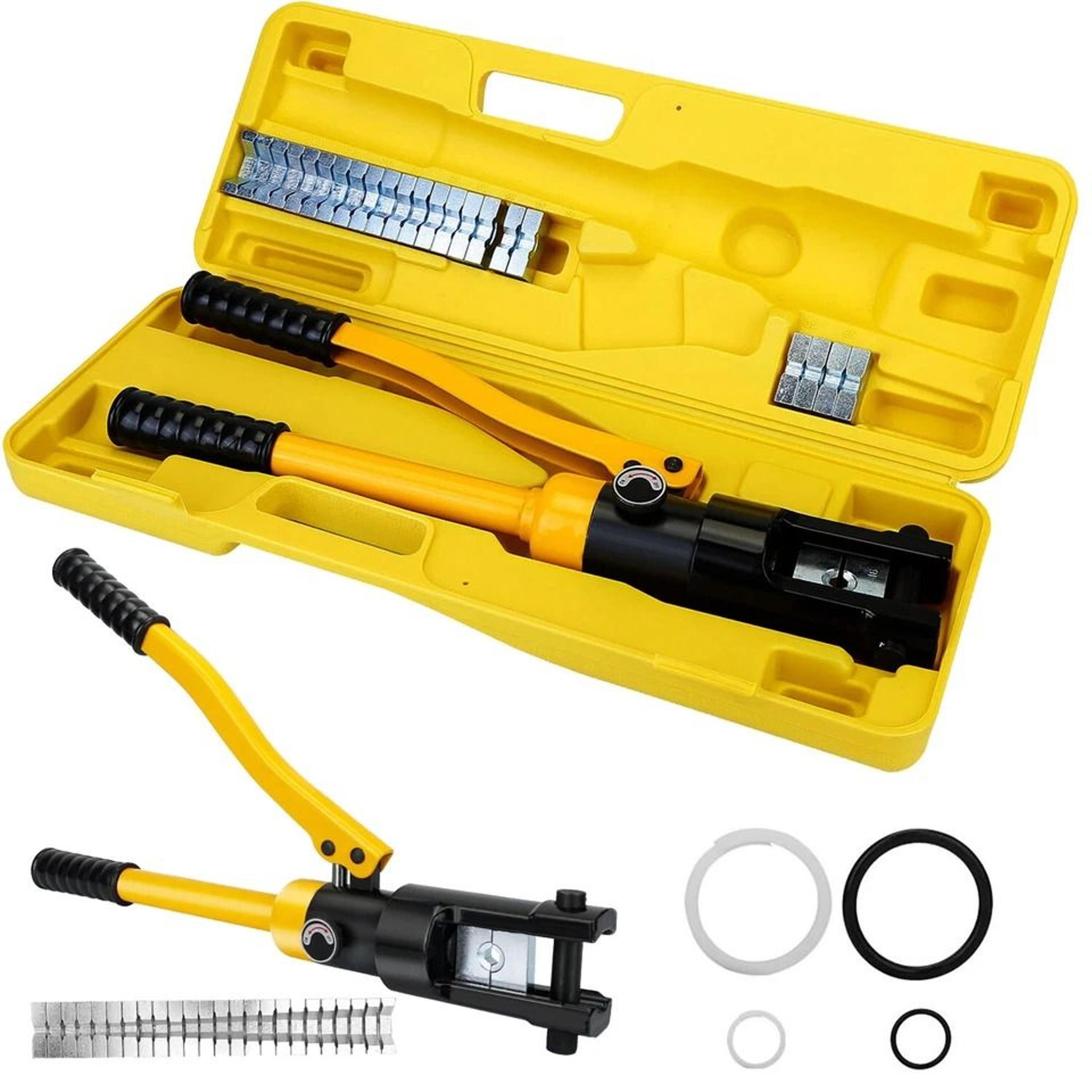 hydraulic wire crimper, ton crimping tool set for battery cables, copper & aluminum terminals