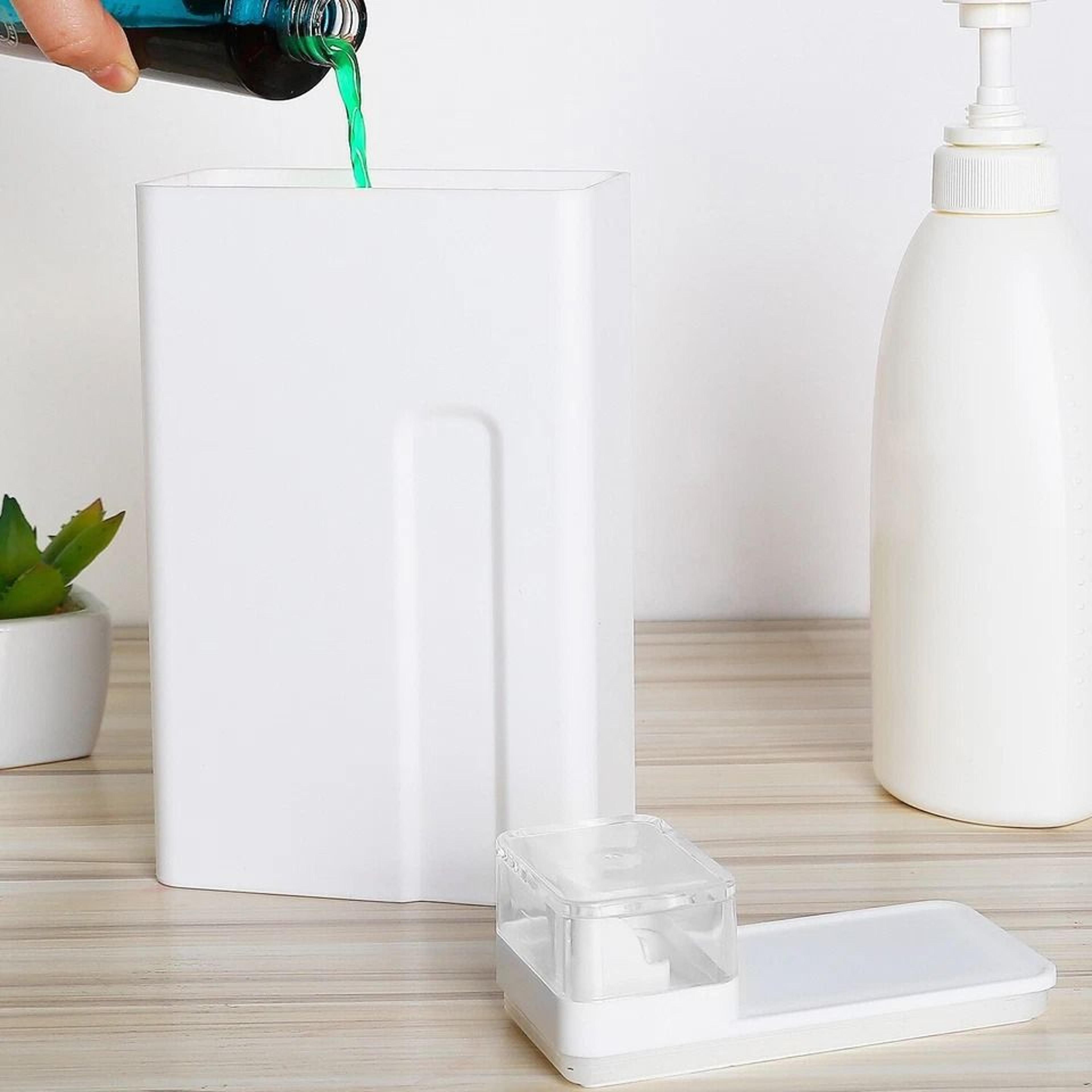 laundry whitener dispenser bottle, storage container with stickers, perfect for detergent and liquid essentials