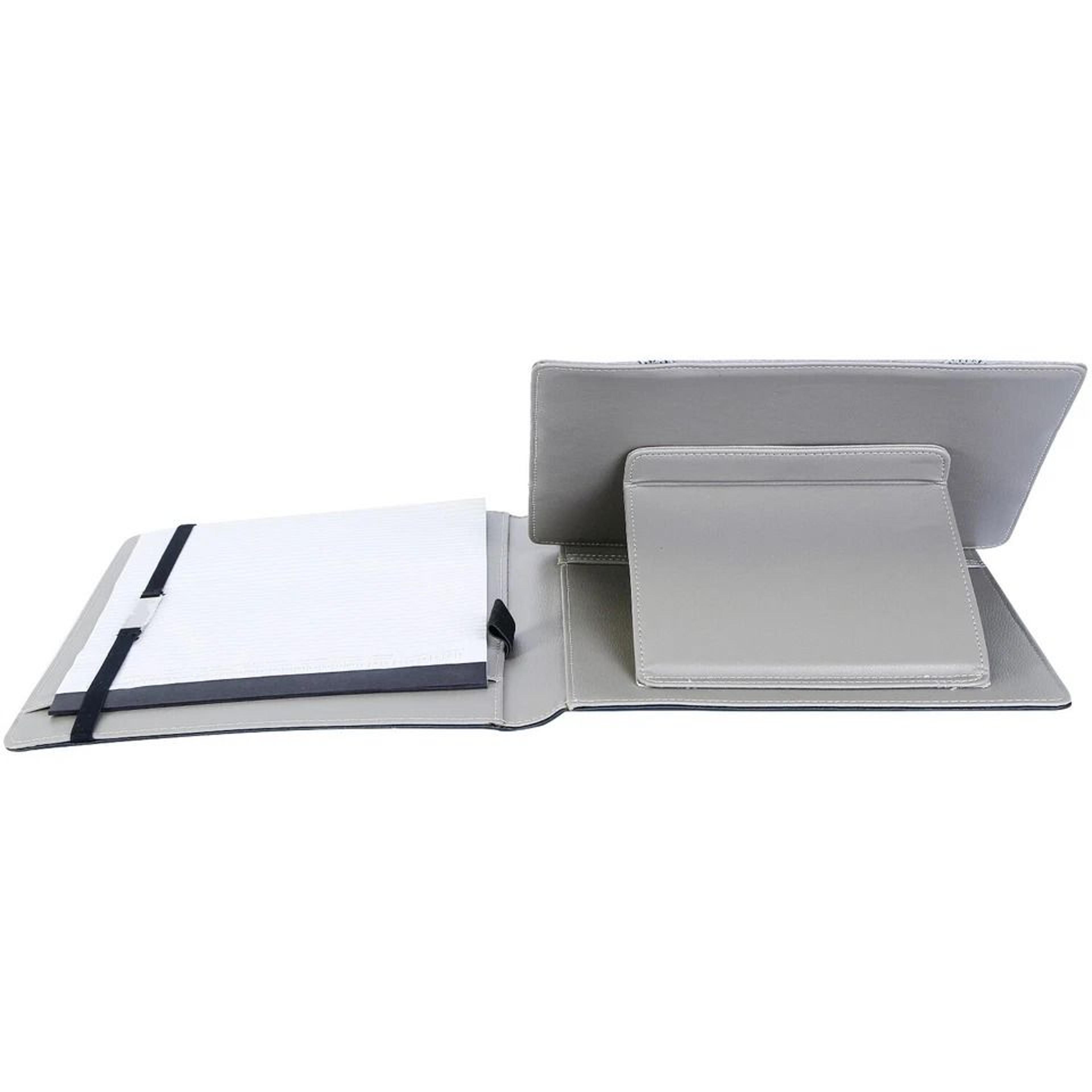 tablet portfolio case with built-in notepad, business carry case with handles, durable pu organizer for tablet