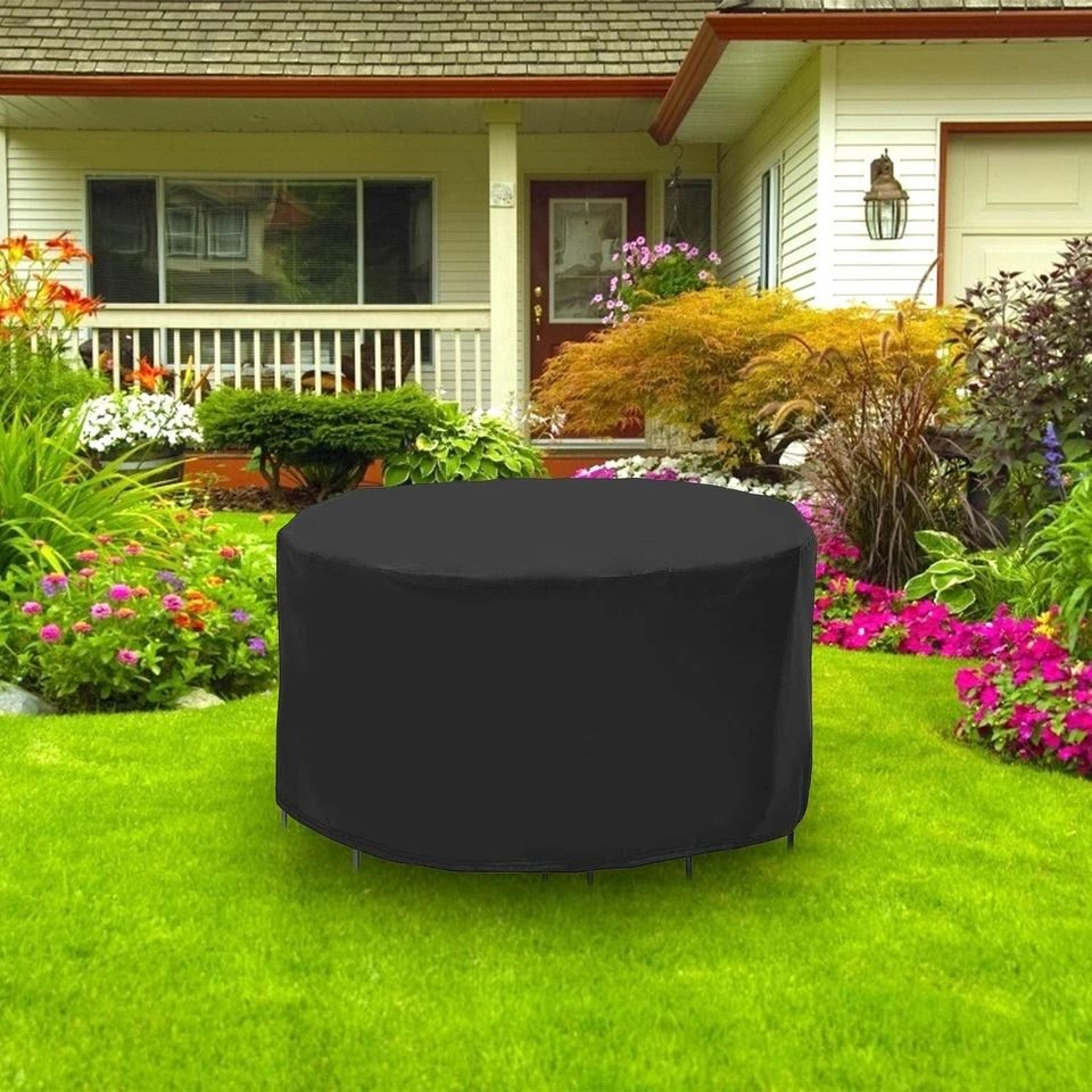 waterproof patio round furniture cover, windproof table chair set covers, portable outdoor protection for round tables