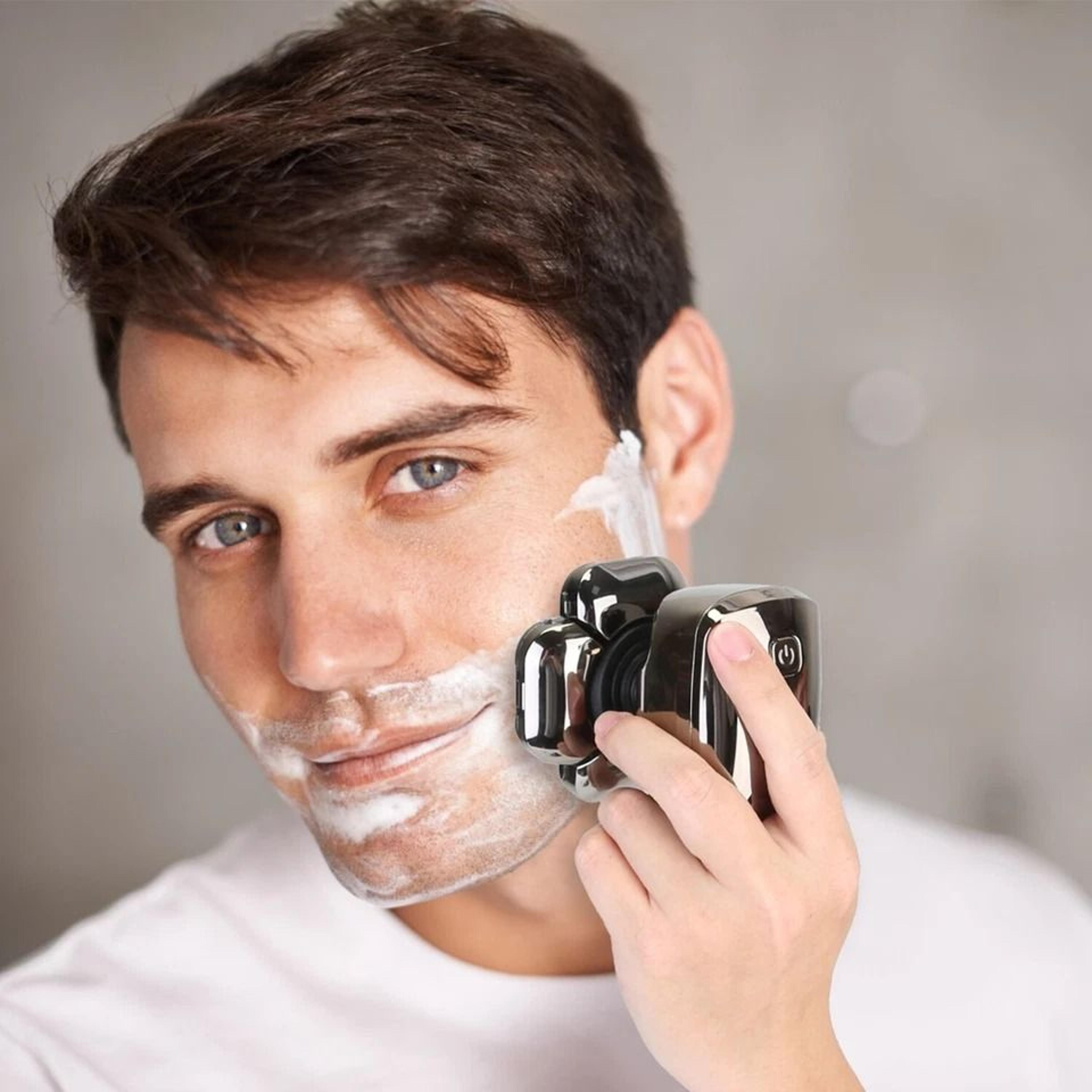 cordless electric head shaver, wet dry razor for men and women, grooming kit with beard and nose trimmers