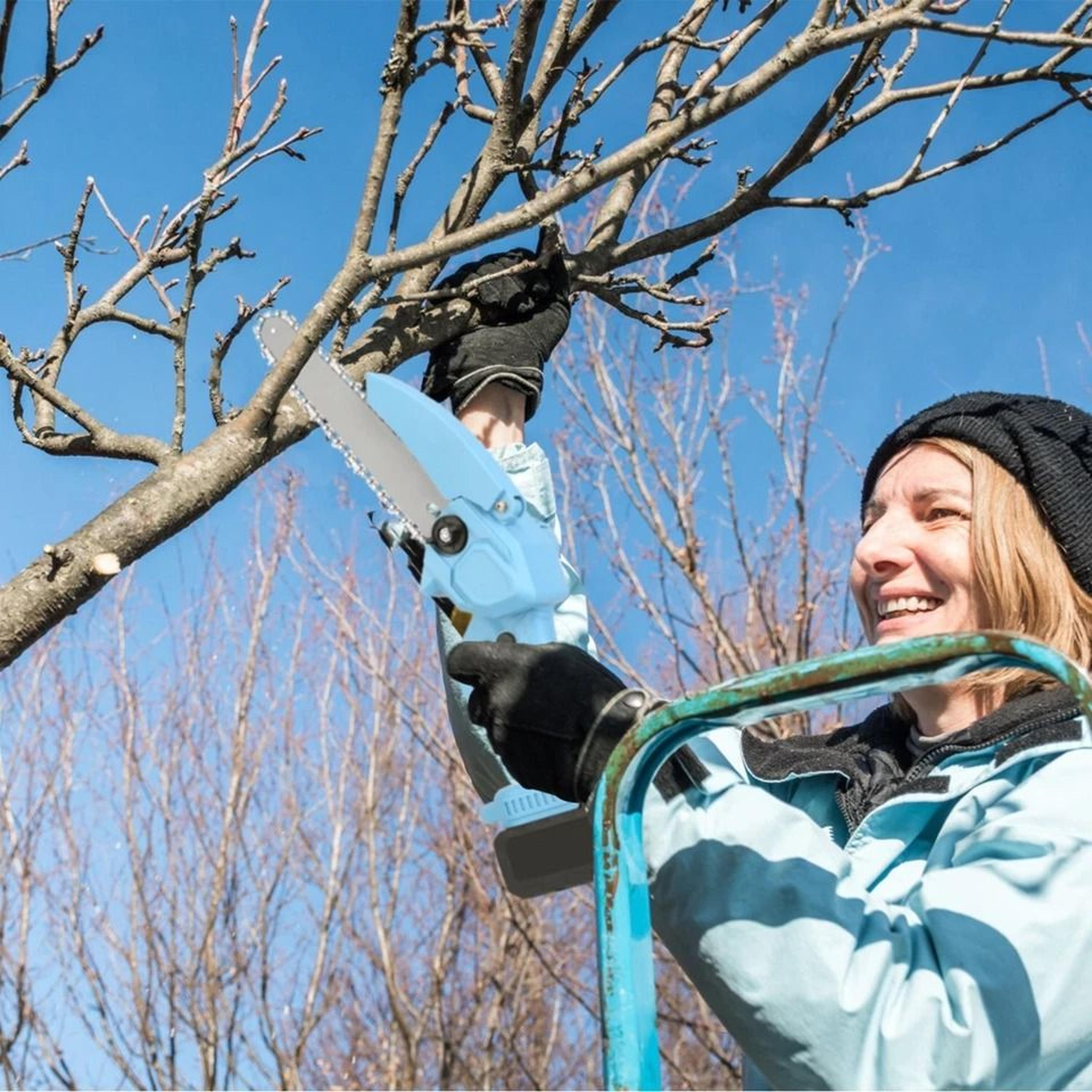 cordless electric chainsaw, small battery-powered chainsaw for pruning trees, 8in mini chainsaw for yard & garden work