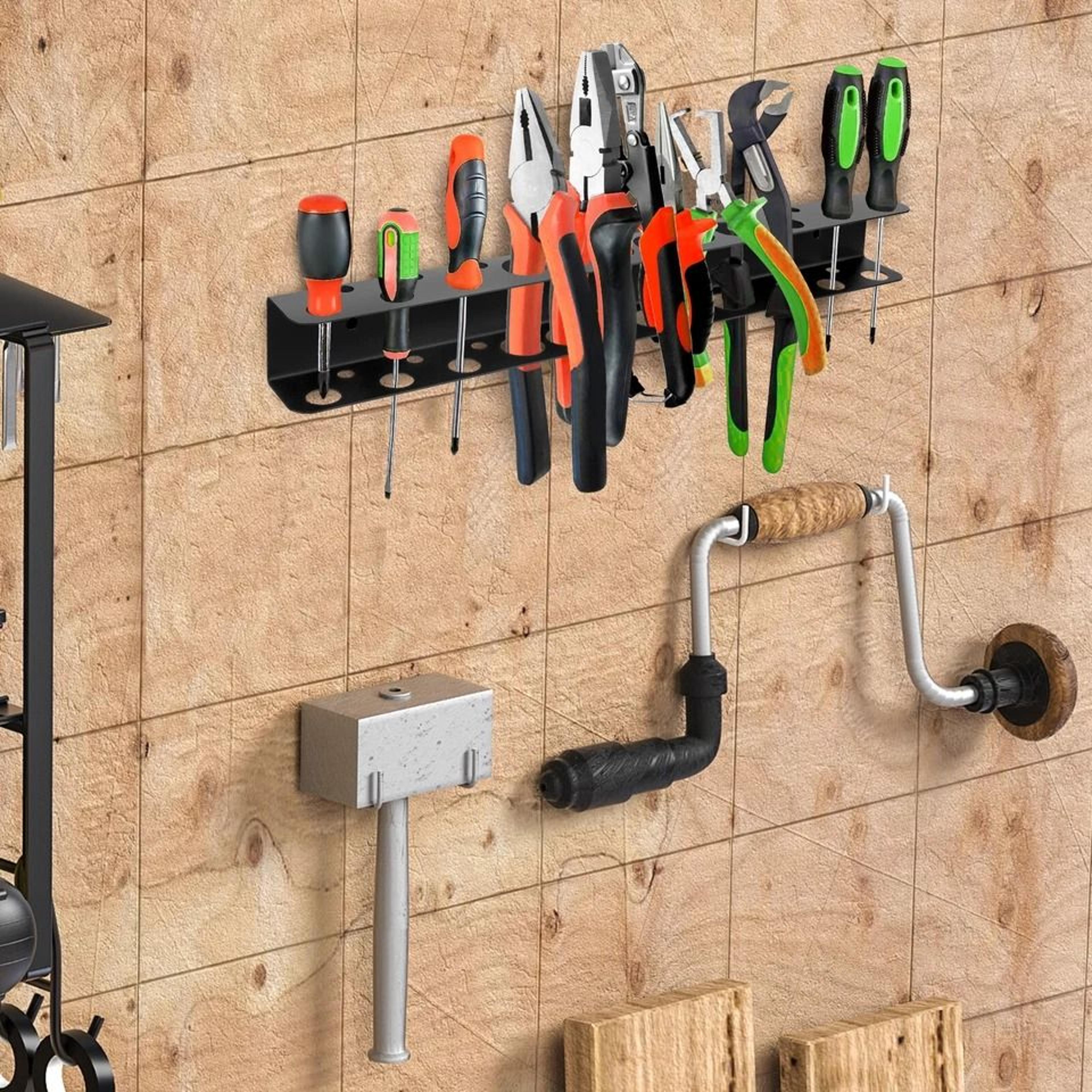 screwdriver organizer wall mount, tool rail rack holder, garage shelf organizer, hole carbon steel hanger for pliers