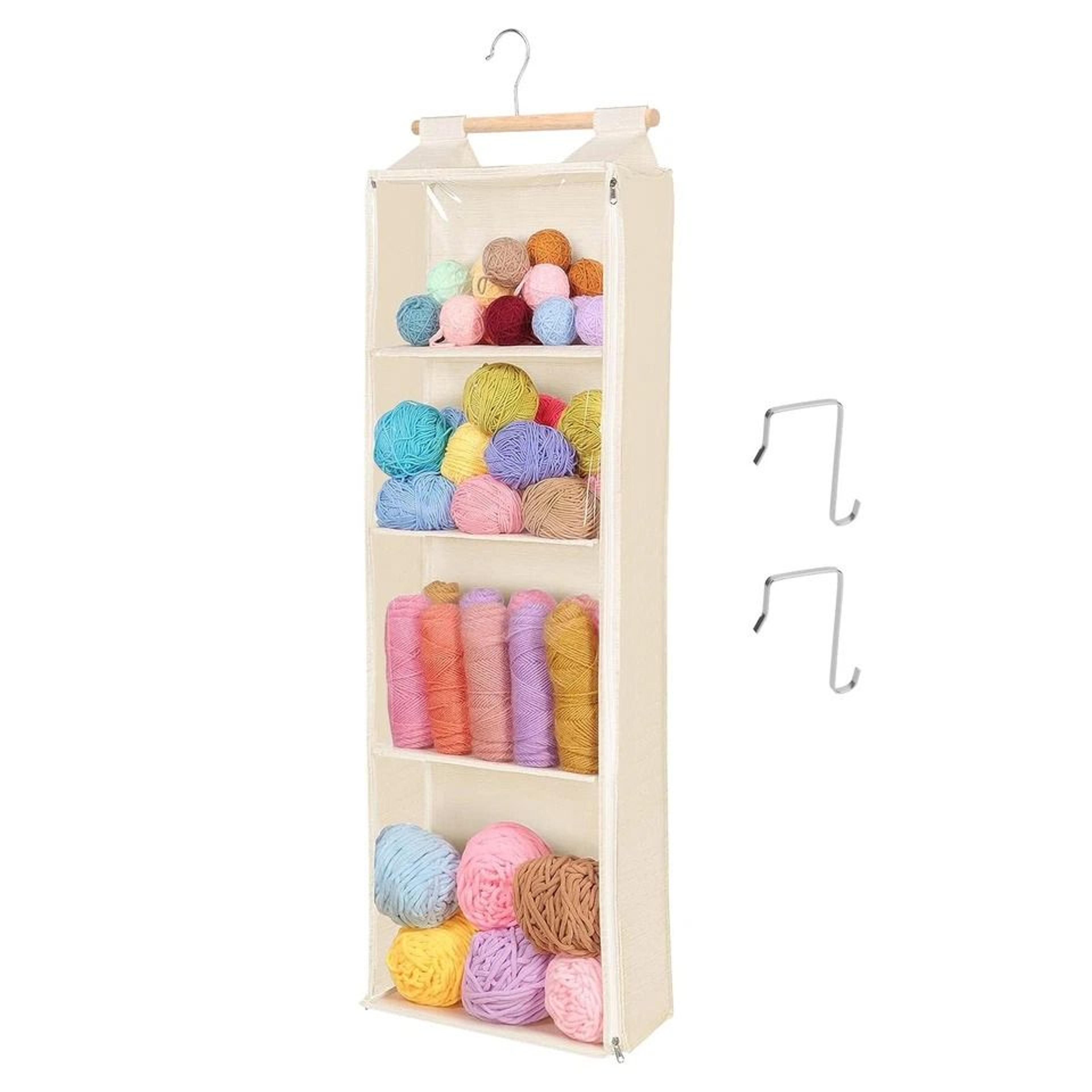 crochet knitting bag holder, large capacity yarn storage organizer, clear pvc hanging storage for yarn balls, wool