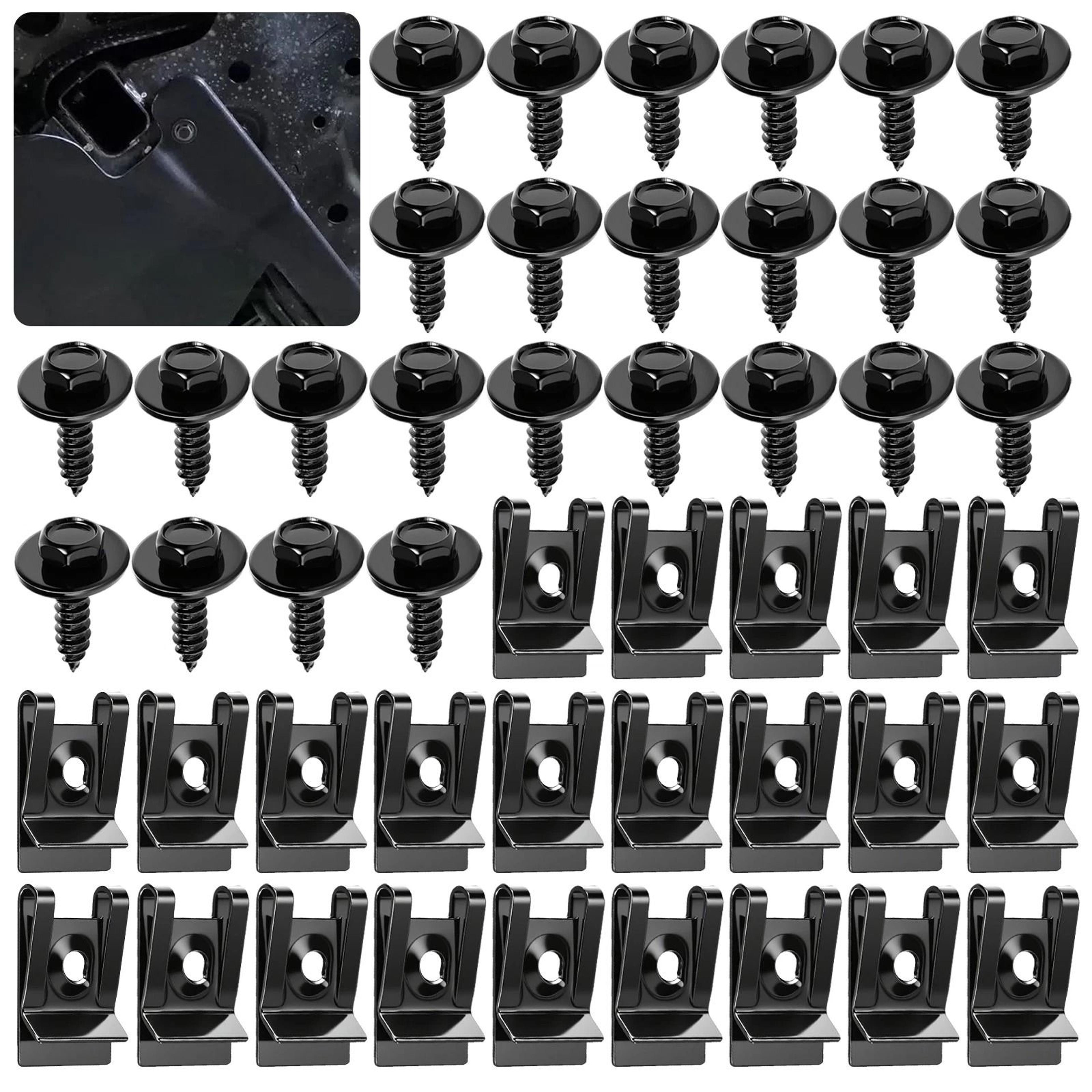 fender liner screws, u-nut clips kit for car bumpers, engine covers, body panels, perfect fit for most vehicles