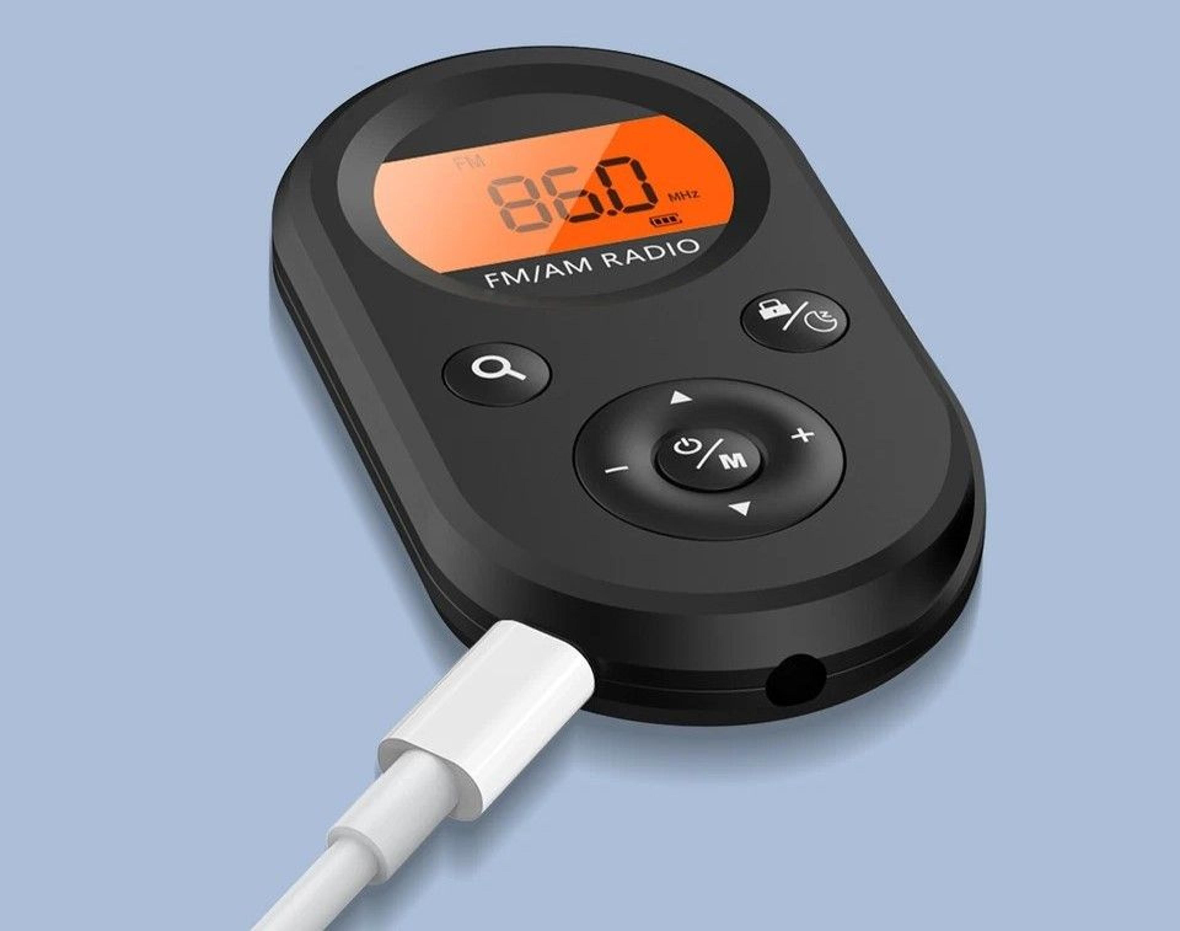 pocket am/fm radio, rechargeable digital stereo music receiver with lcd display & headphones