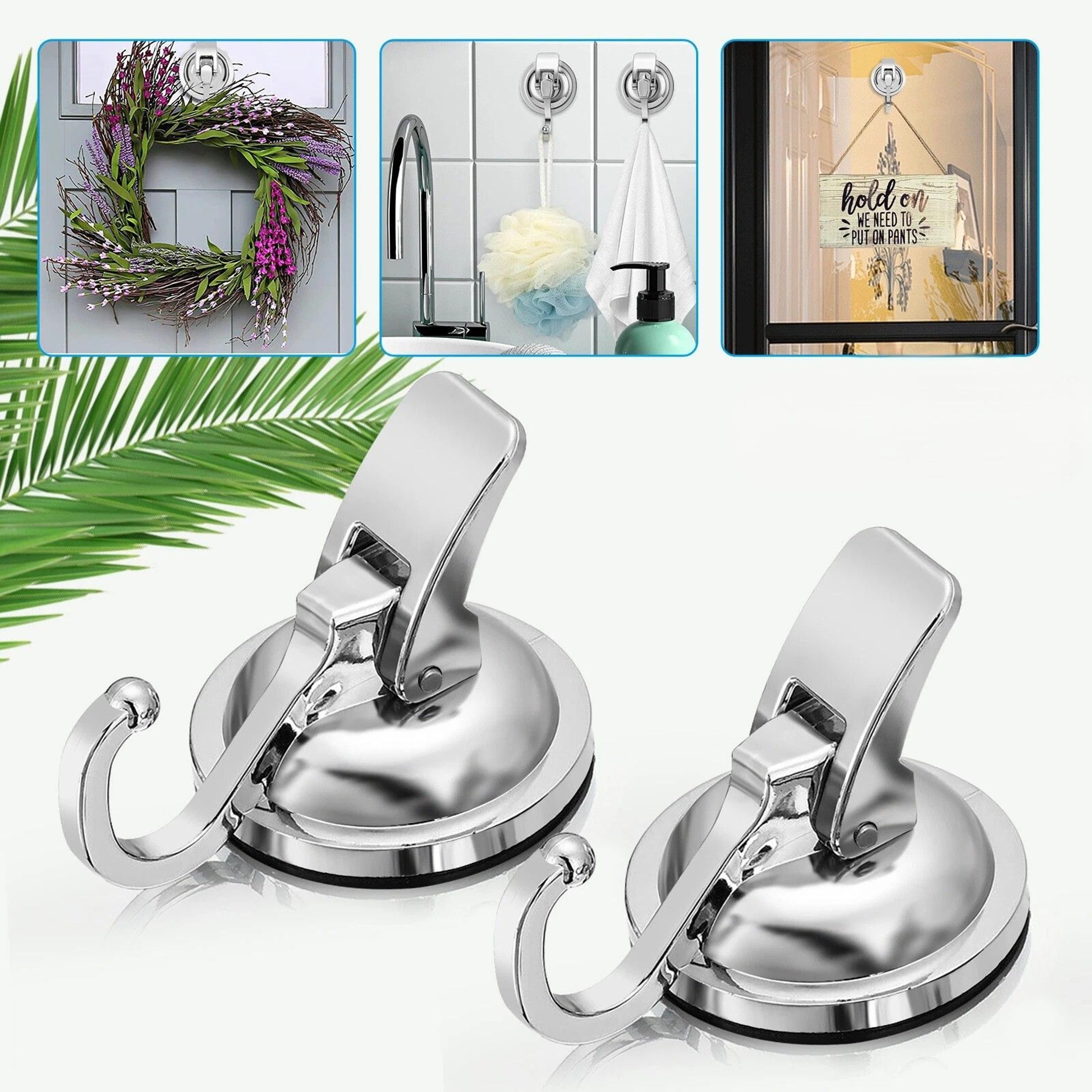 suction cup hooks, waterproof wall hanger, heavy duty, no drilling, repositionable suction hook for kitchen, bathroom