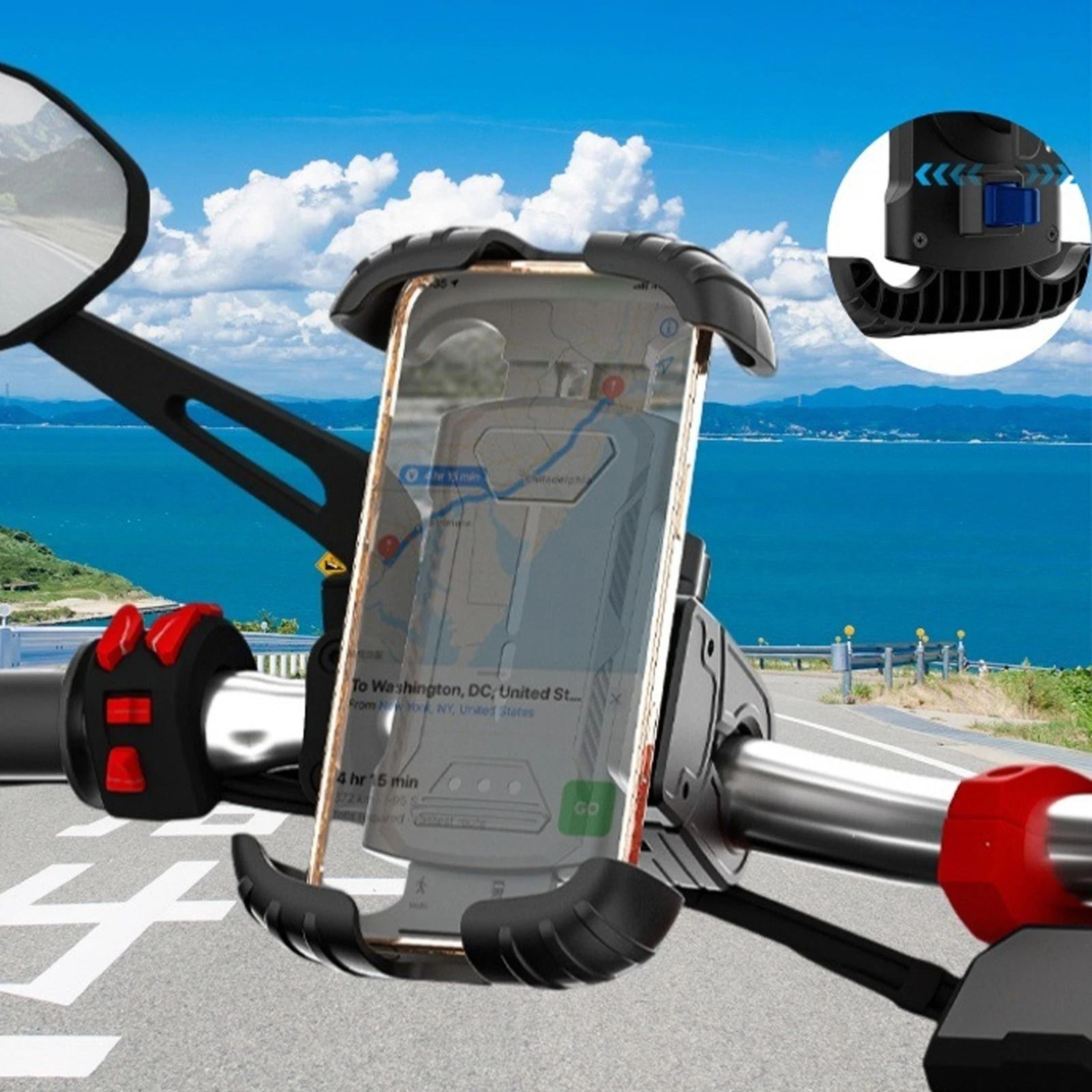 universal bike handlebar mount holder for iphone, samsung, motorcycle, gps cell phone holder