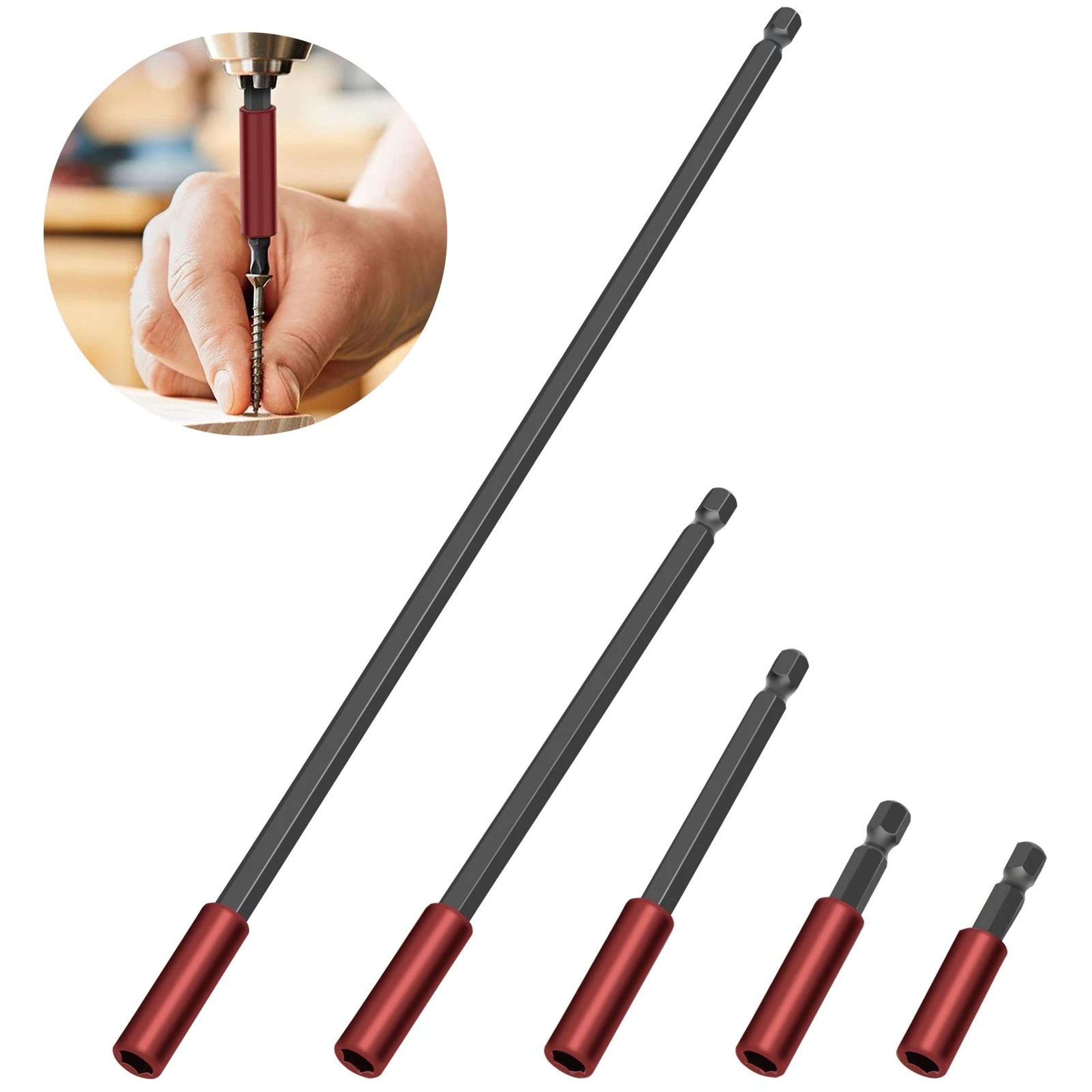 magnetic drill bit extension holder hex shank, strong magnet, compatible with impact driver