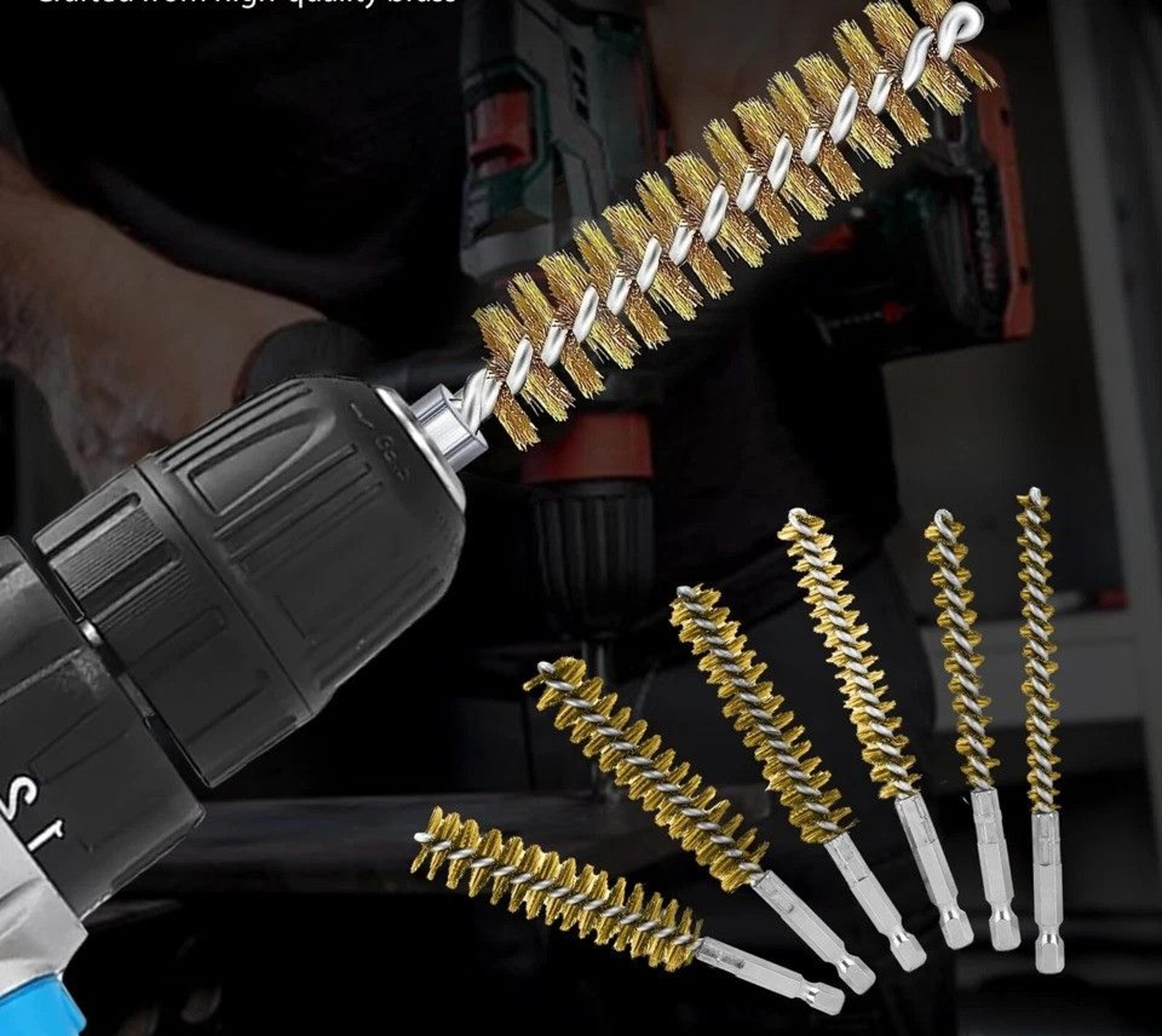 brass bore cleaning brushes, hex shank, wire brushes for power drill, rust removal and polishing