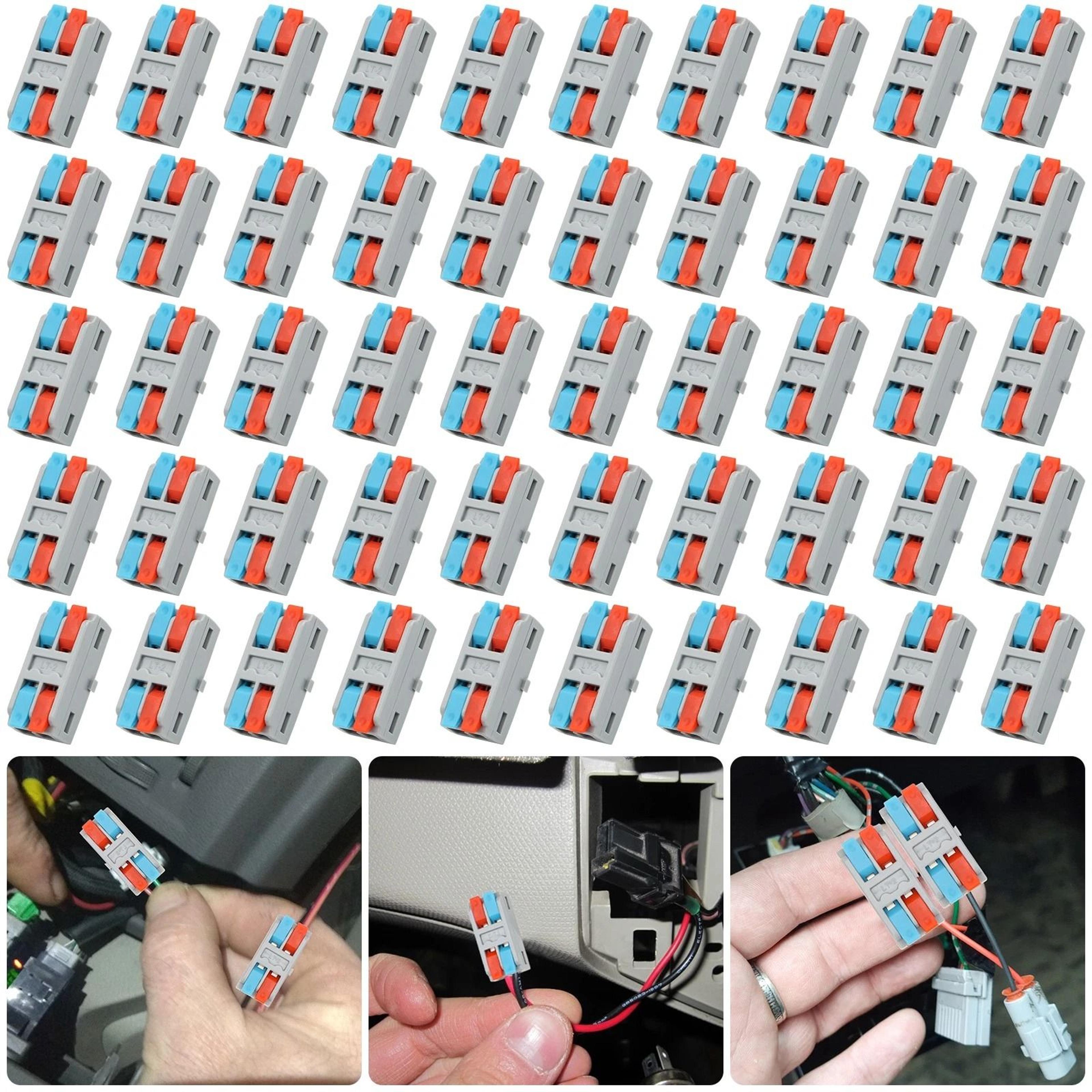 quick-connect wire connectors kit, push-in lever terminal blocks, awg, reusable, corrosion-resistant for home