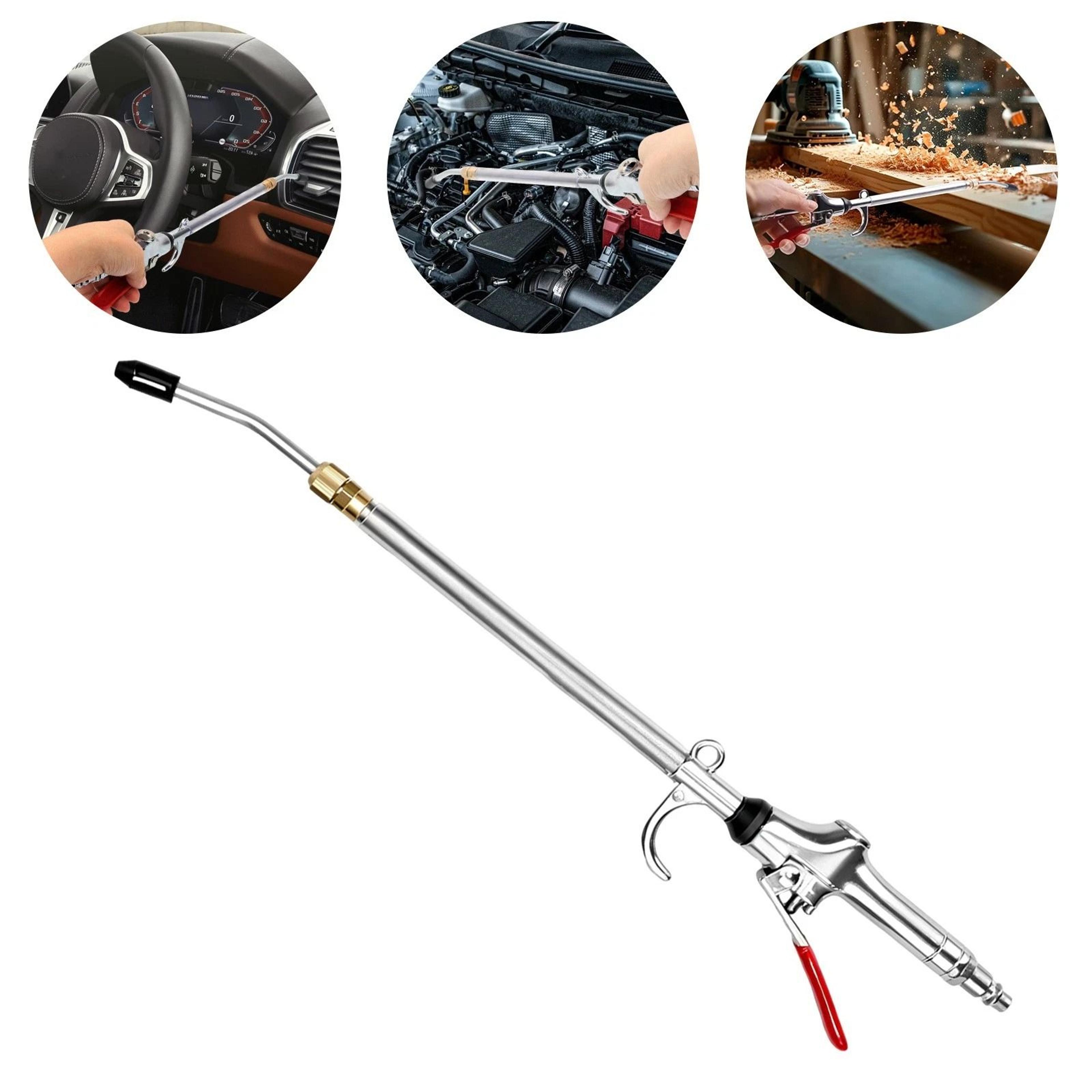 extendable heavy duty air blow gun, nozzle, high flow dust removal tool, male quick plug
