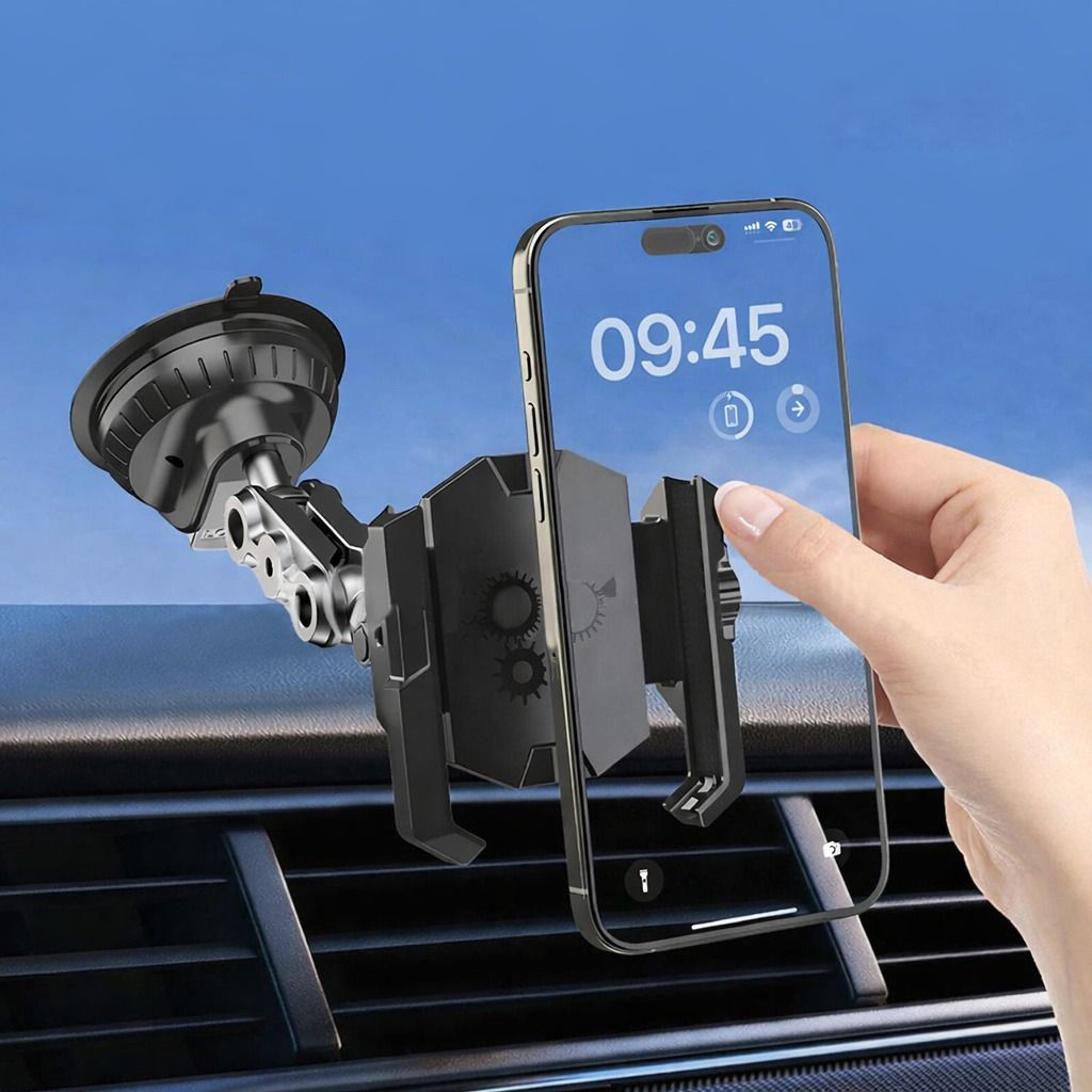 universal car phone holder, strong suction windshield mount, adjustable for iphone, samsung, android phones