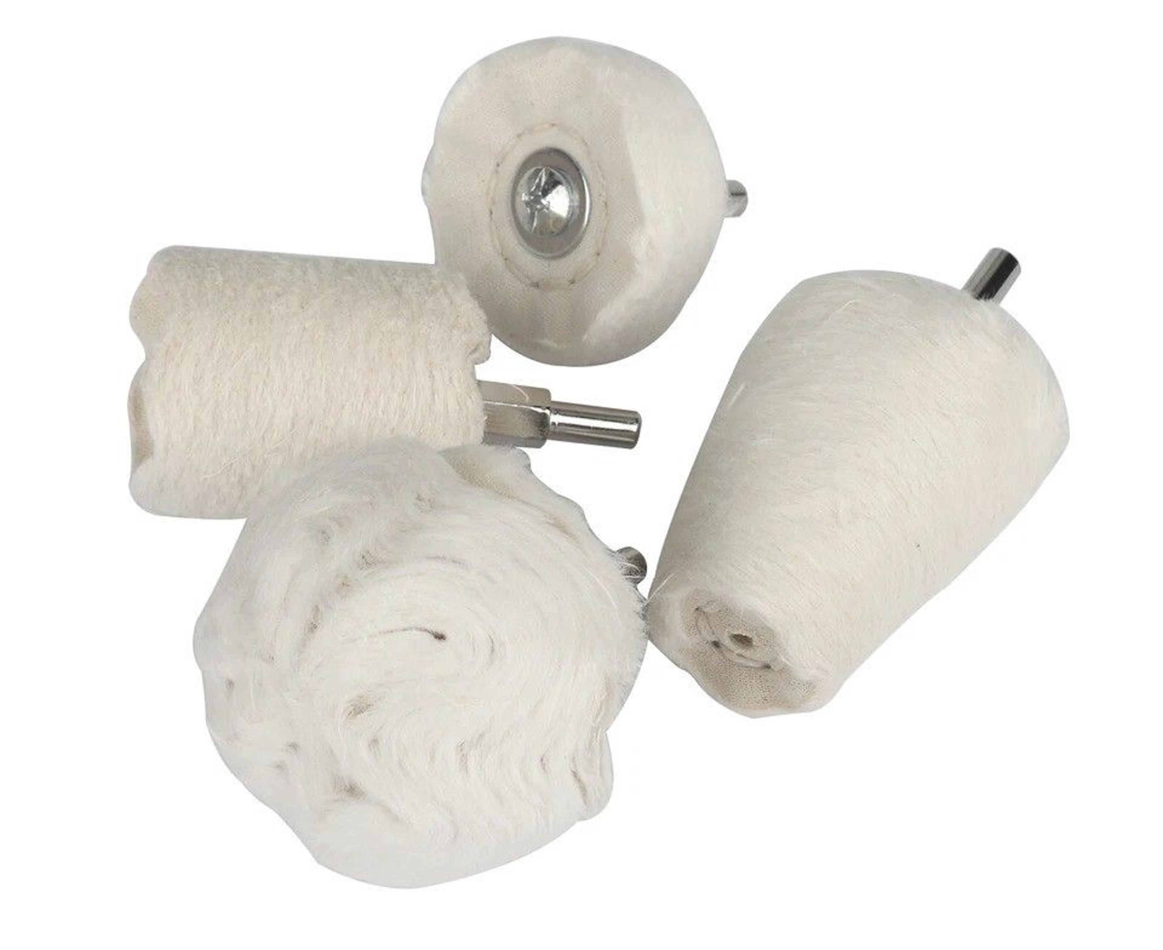 white cotton polishing buffing kit, drill wheels for car, motorcycle, metal, rims, jewelry, and auto body work