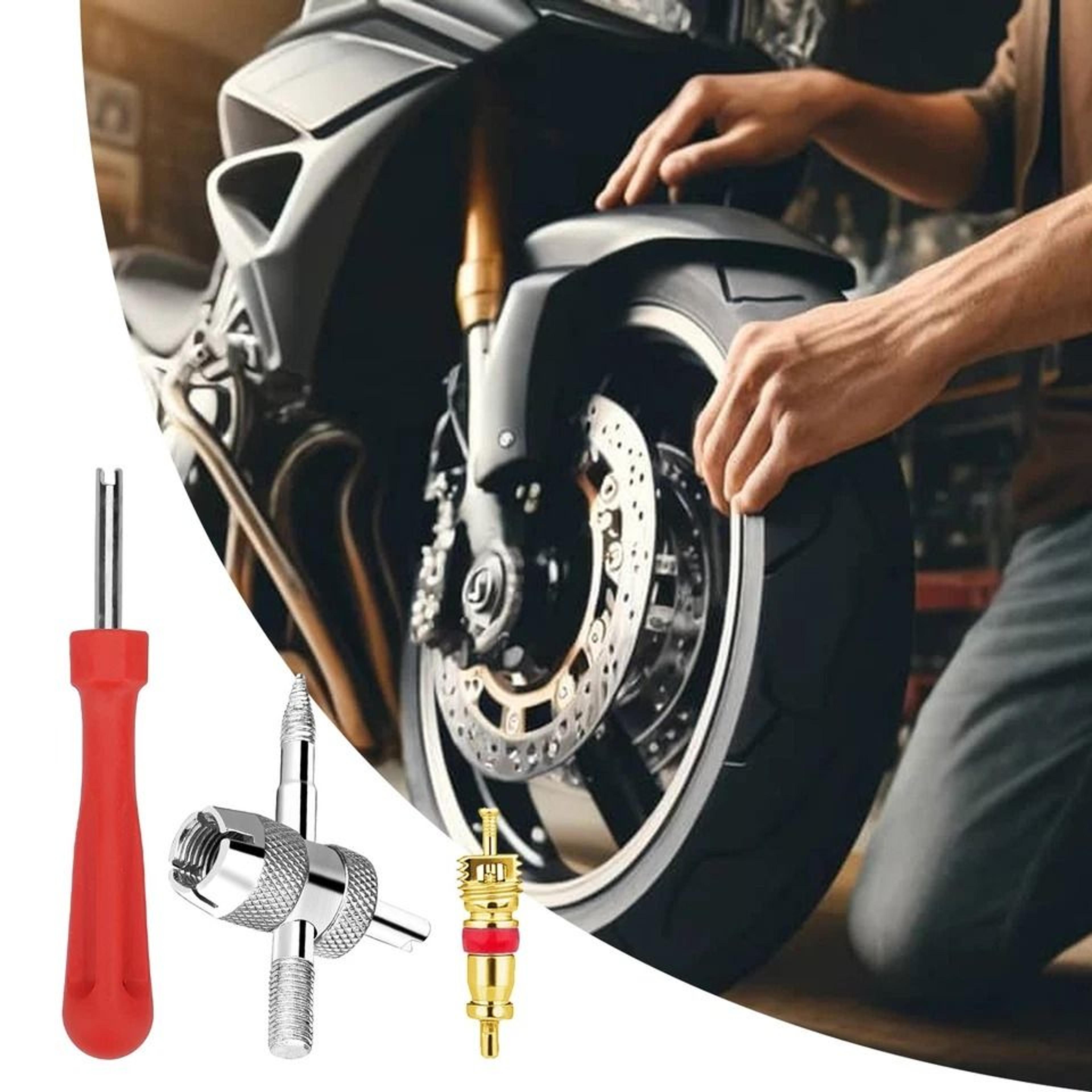 valve core kit with way valve tool & remover for auto, trucks, motorcycles, atvs, bicycles - universal tire valve core