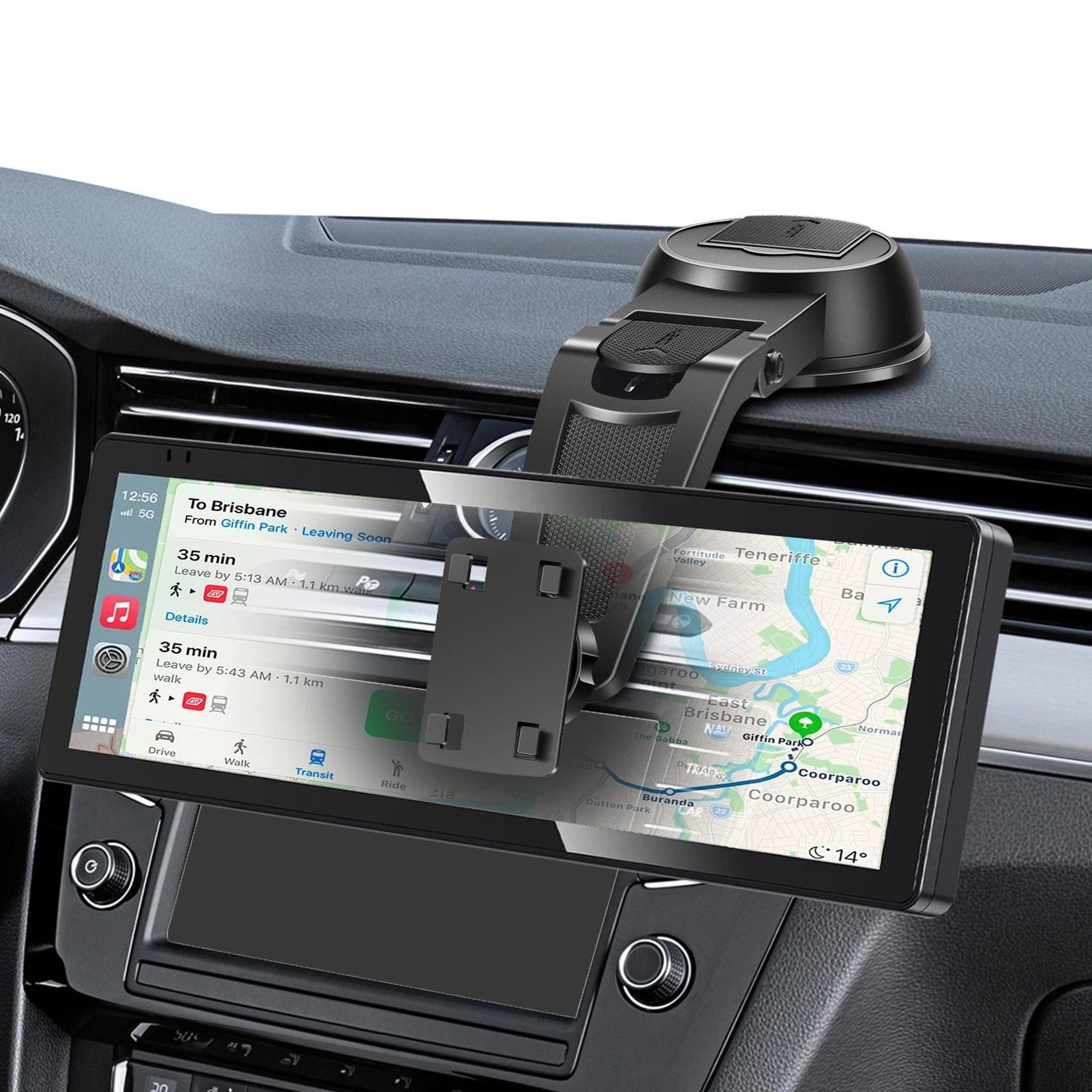 dashboard/windshield stand for carplay monitors, suction cup mount with rotation, tool-free setup