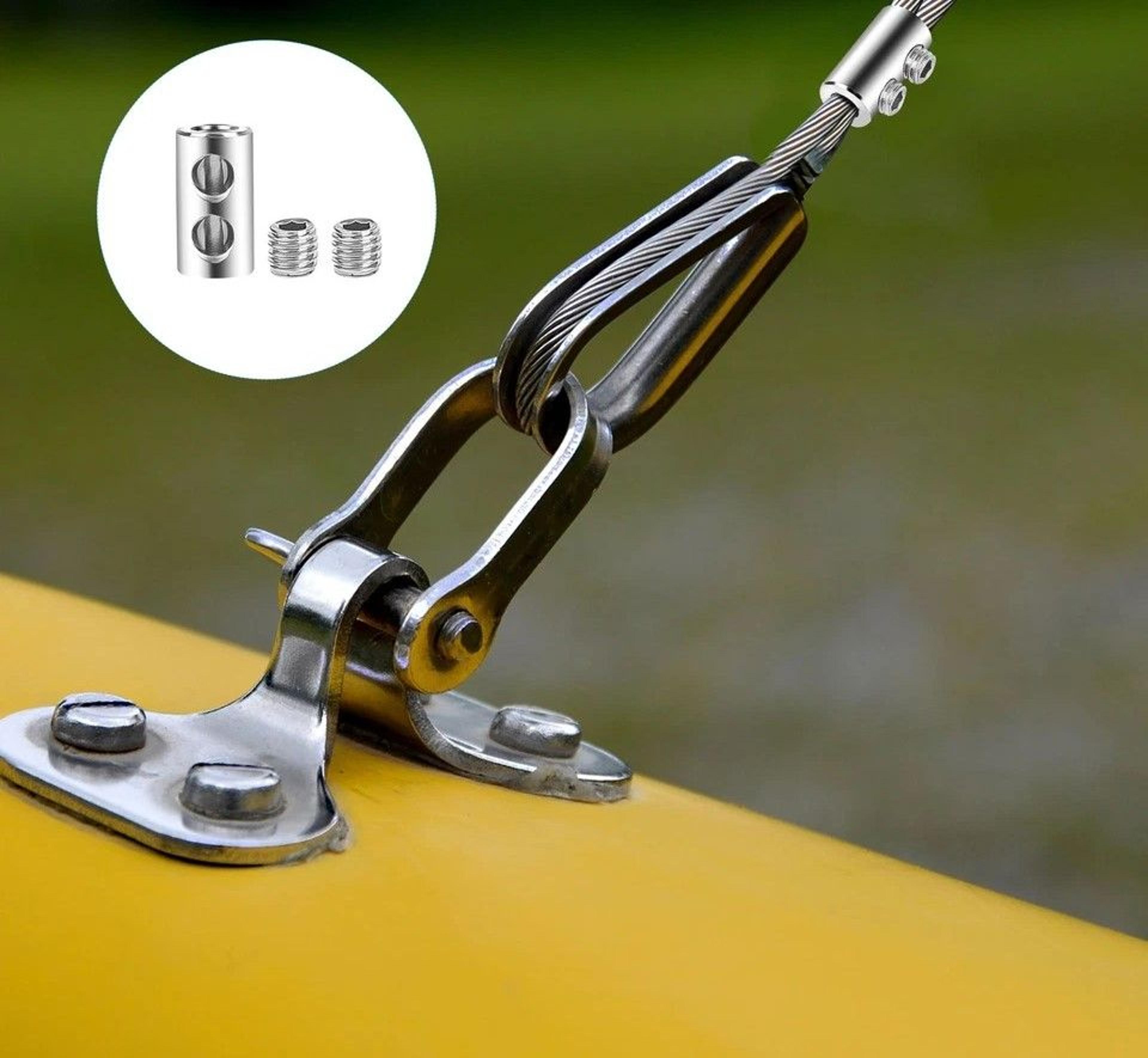 stainless steel double wire rope clips , cable clamps for cable, silver, with screws & spanner
