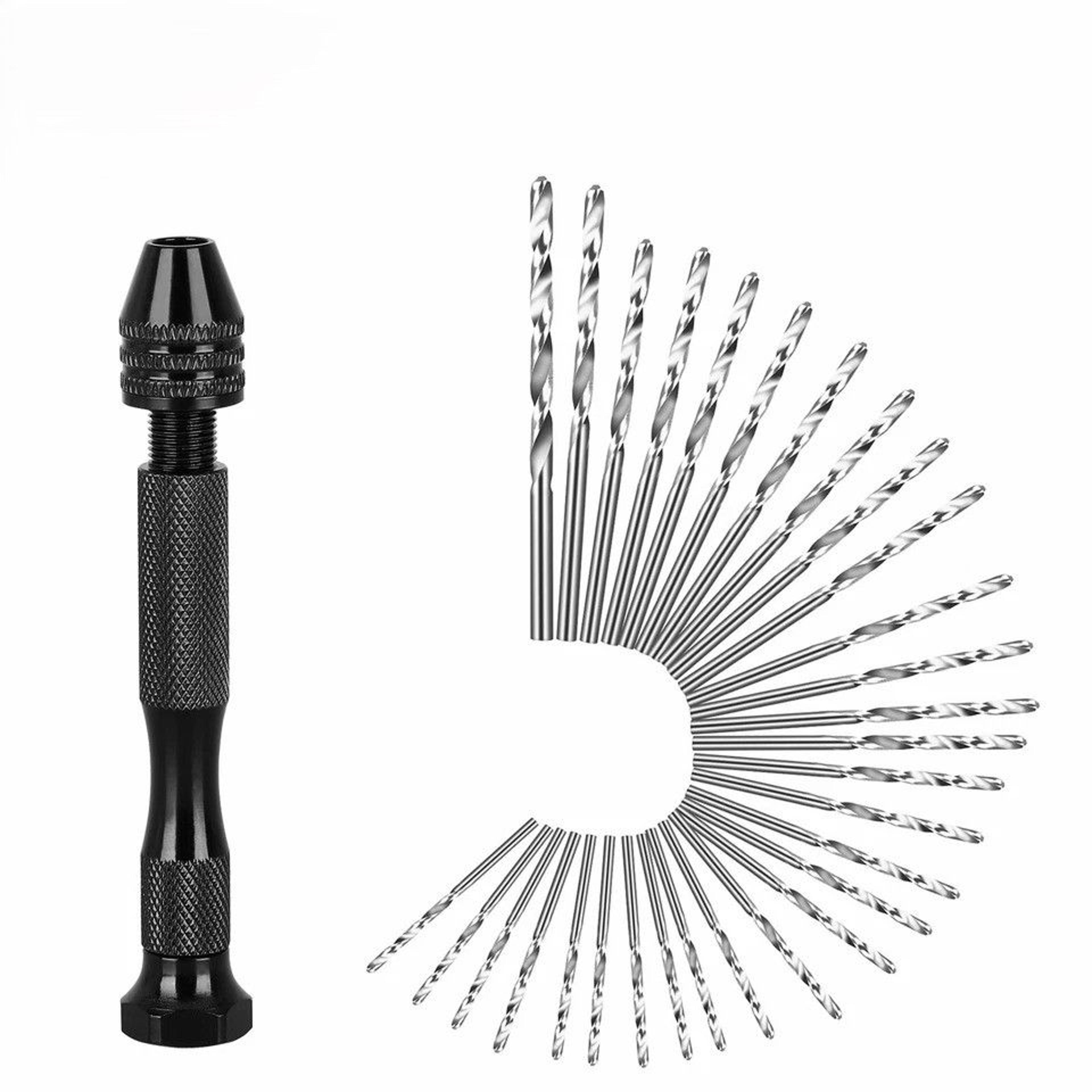 small manual micro hand drill bits set with keyless chuck pin vise, rotary tool for precision drilling
